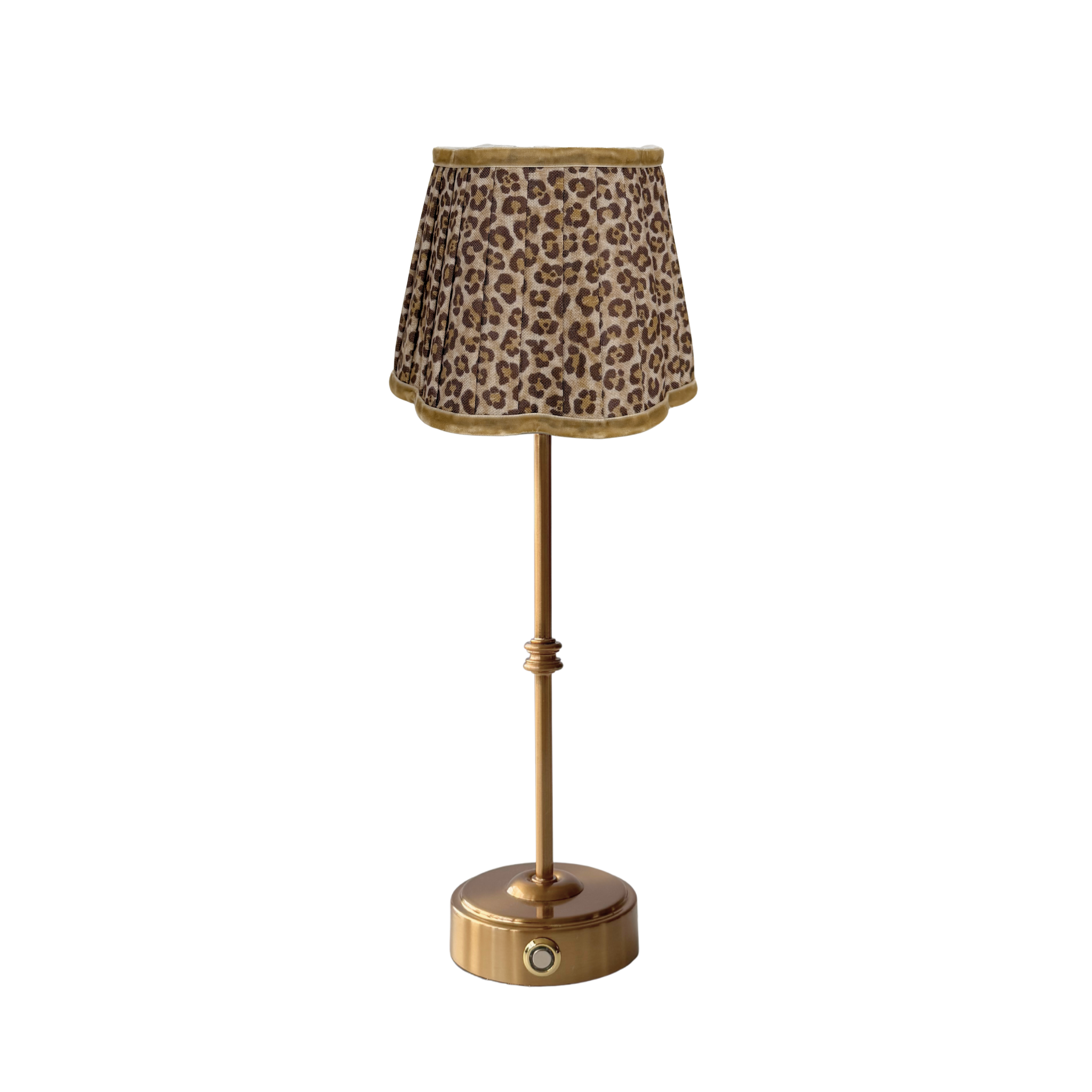 Leopard Scallop Shade & Gold Base - USB Table Lamp - LUXE AND BEAU