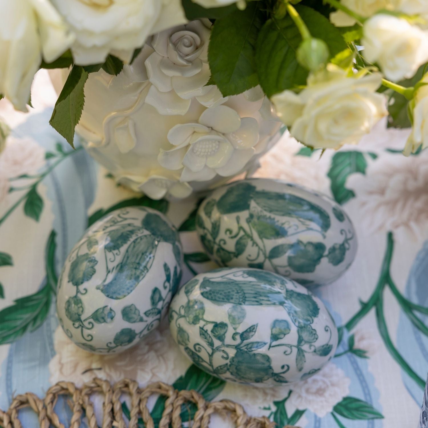 Teal Ceramic Easter Eggs (Set of 6) - LUXE AND BEAU