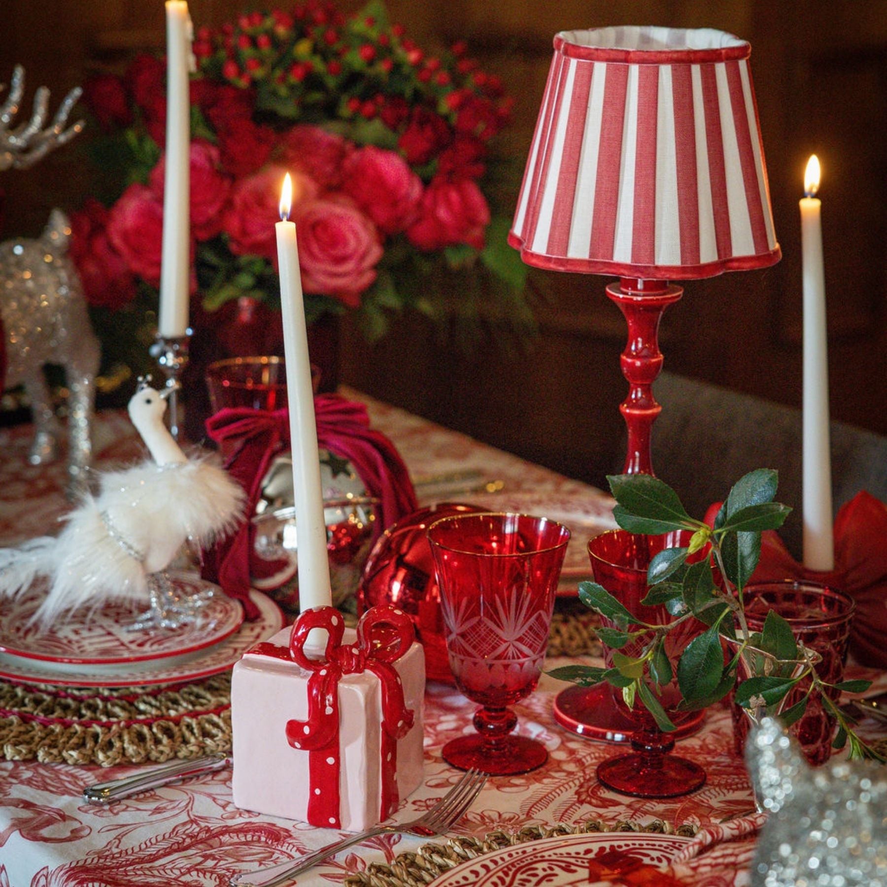 Pink and Red Present Candle Holders (Set of 2) - LUXE AND BEAU