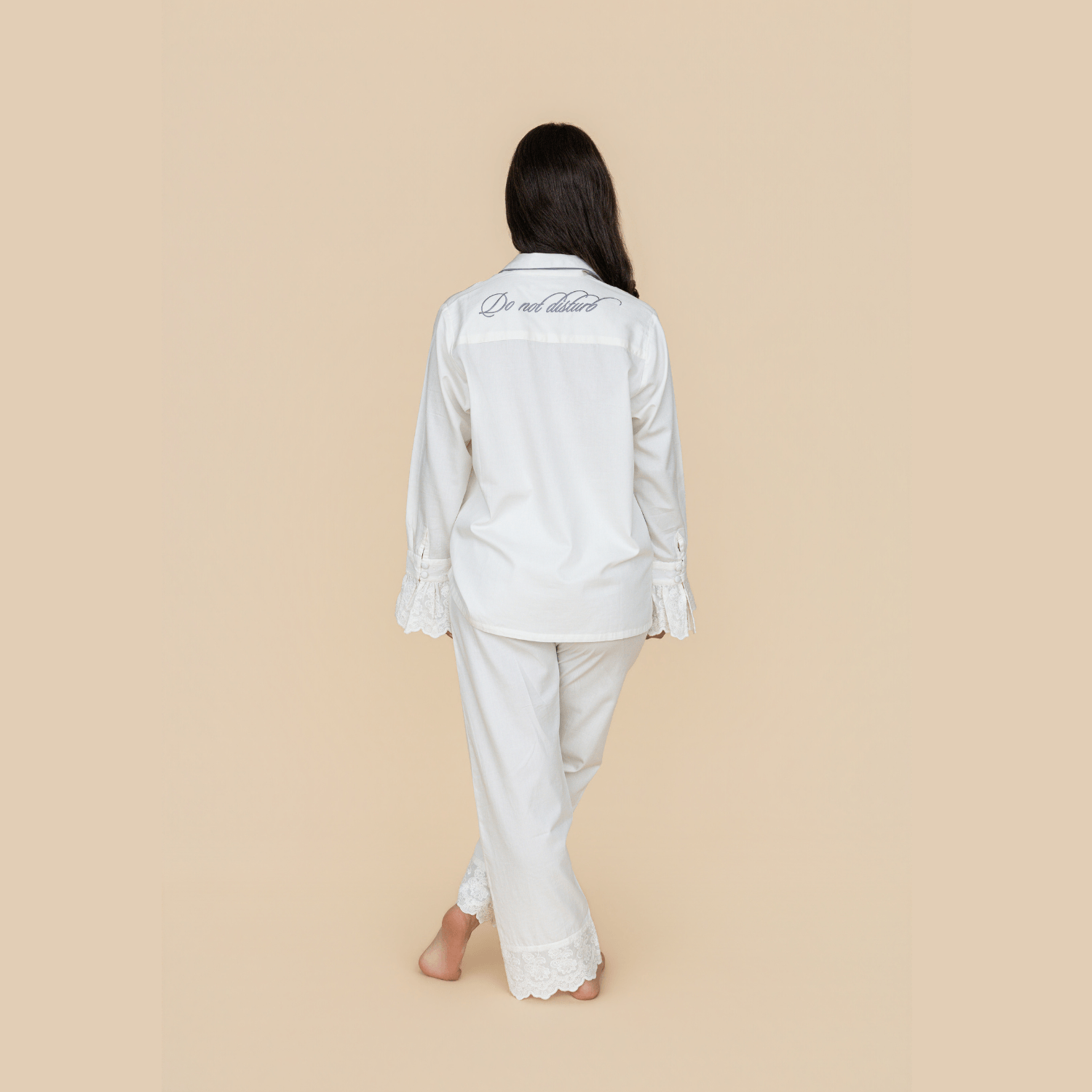 Cloud Dancer Heirloom Lace Long Sleeve Pyjama Set - LUXE AND BEAU