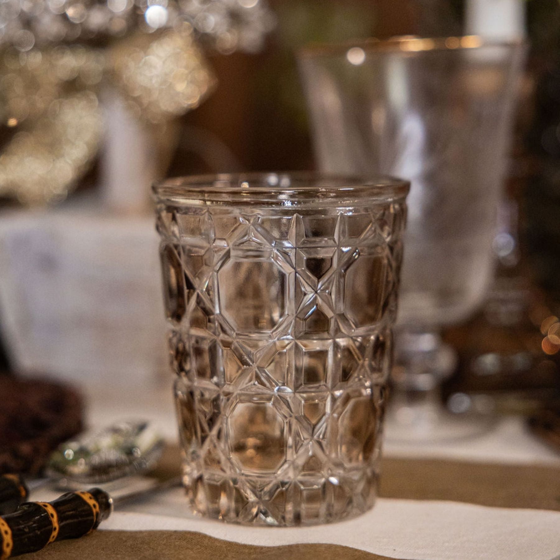 Brown Geometric Glass Tumblers (Set of 4) - LUXE AND BEAU