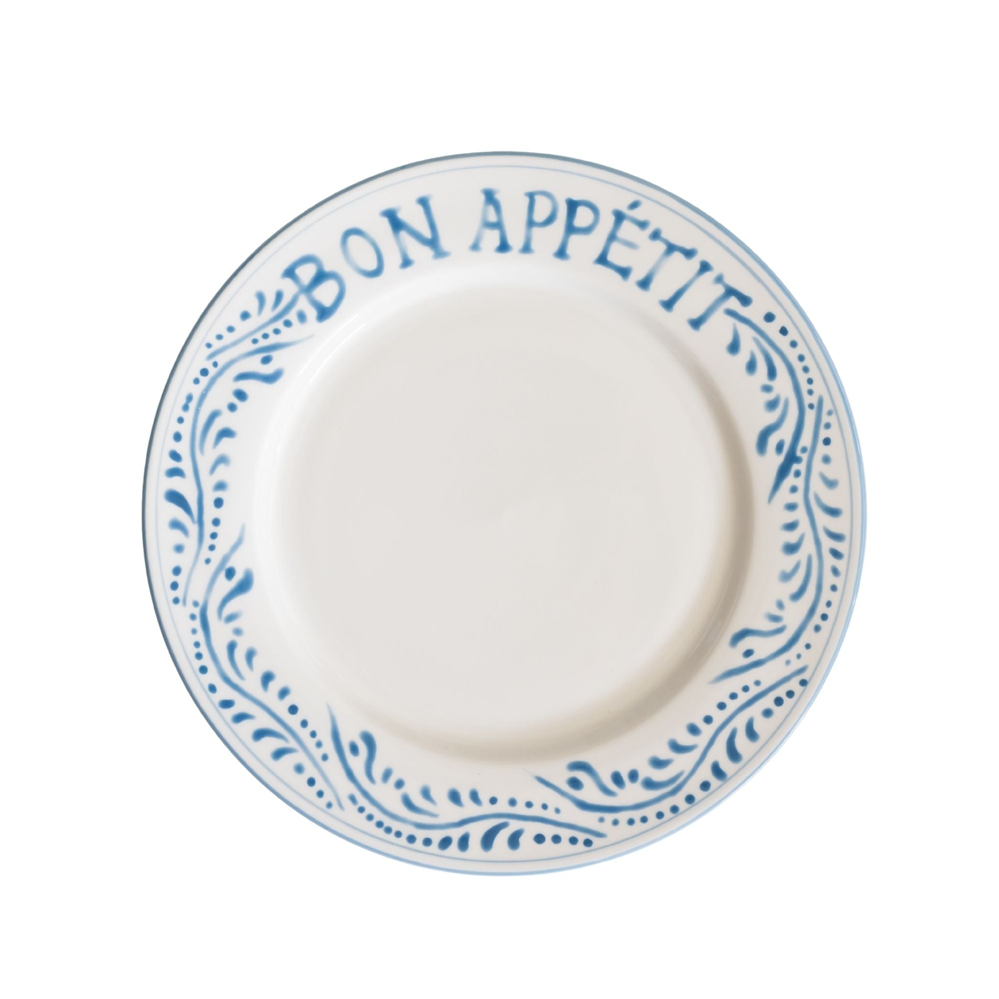 Buy Luxe Cushions & Linens - Blue Bon Appetit Dinner Plate - By Luxe & Beau Designs