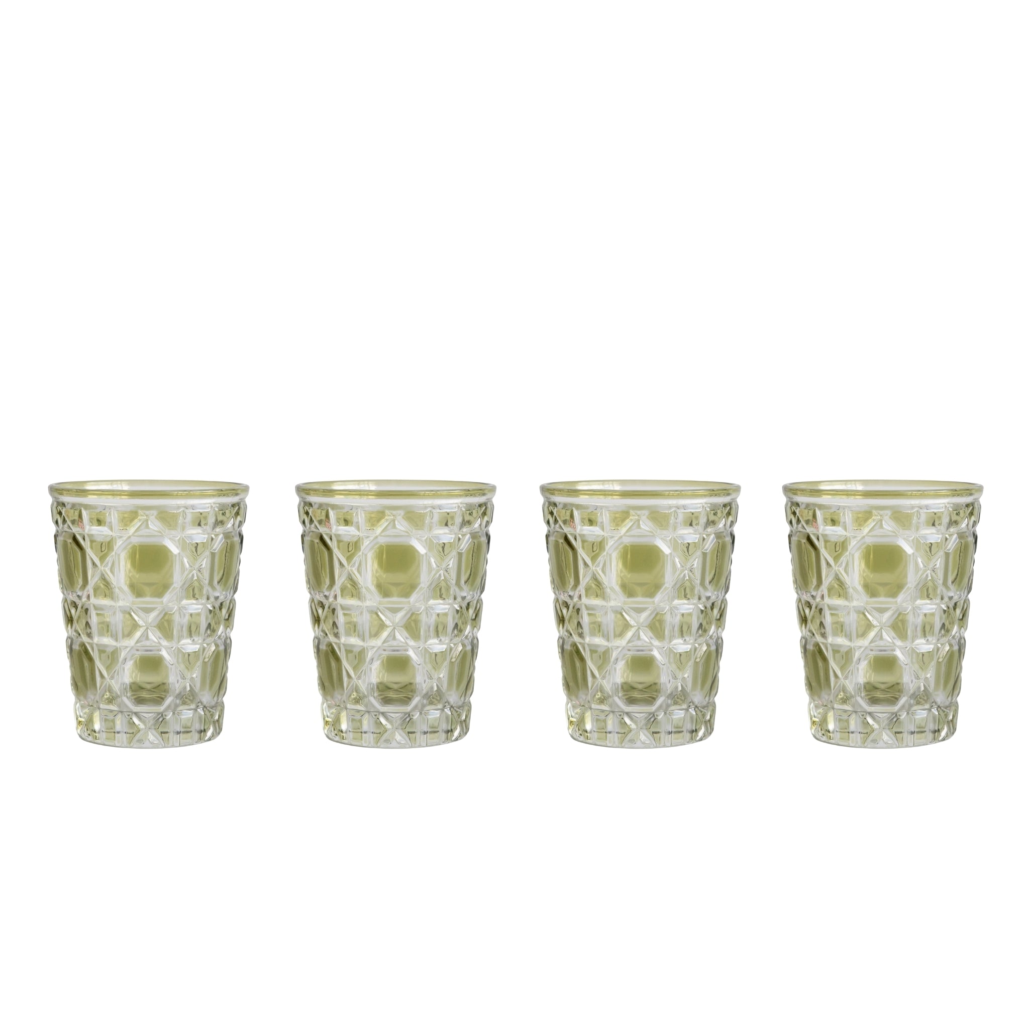 Moss Green Geometric Glass Tumblers (Set of 4) - LUXE AND BEAU