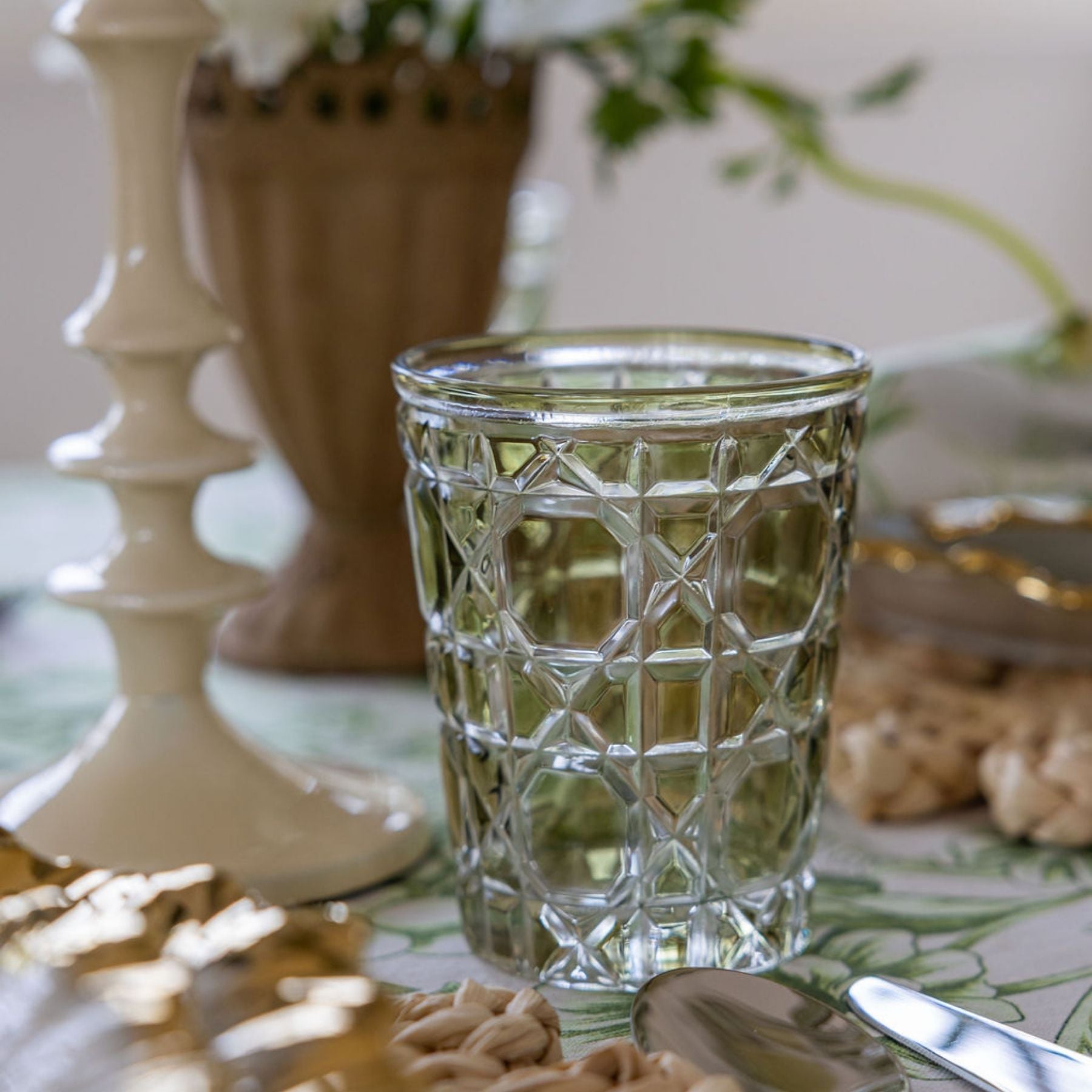 Moss Green Geometric Glass Tumblers (Set of 4) - LUXE AND BEAU