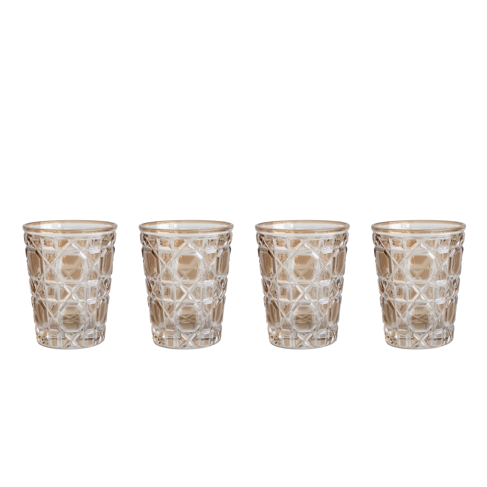 Brown Geometric Glass Tumblers (Set of 4) - LUXE AND BEAU