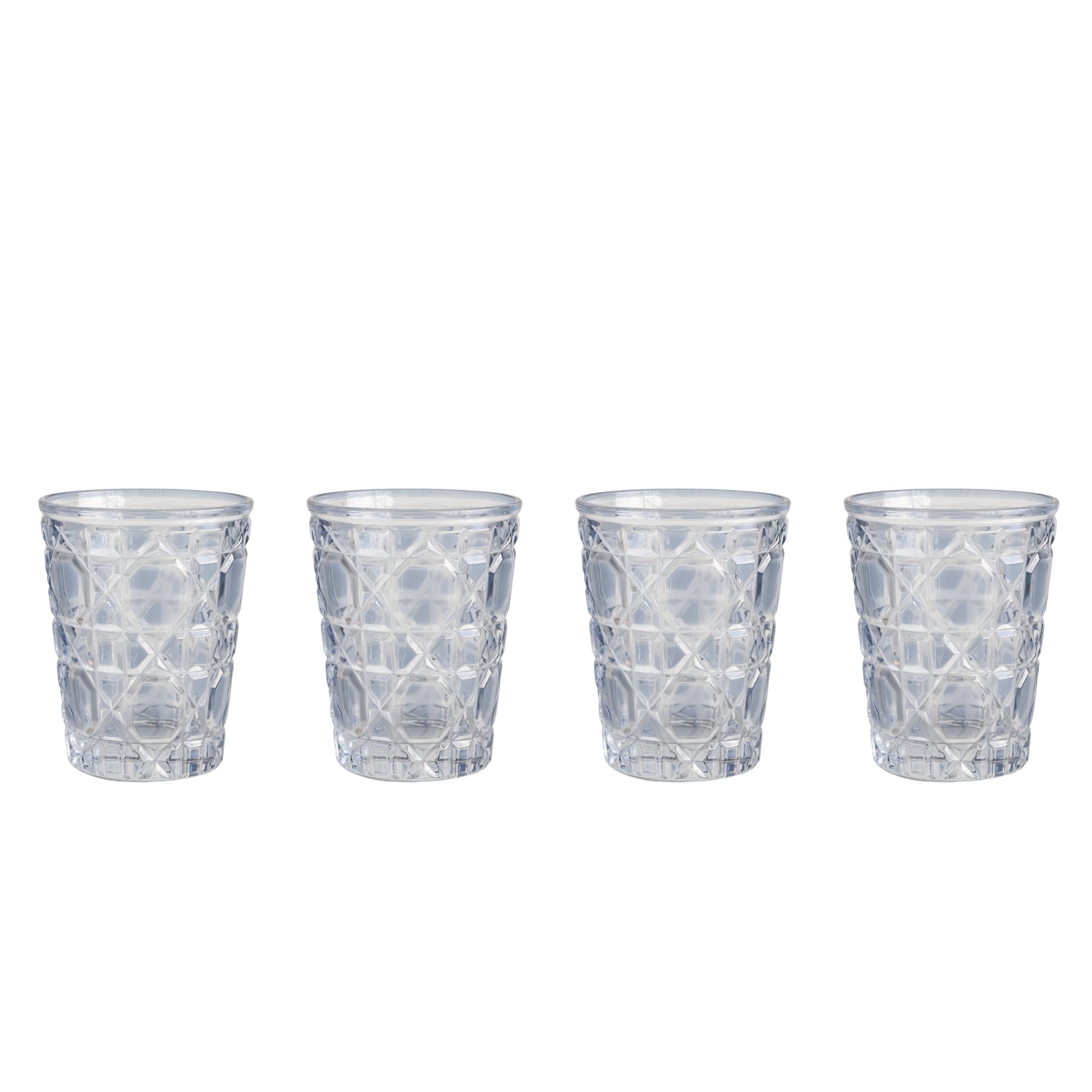 Blue Geometric Glass Tumblers (Set of 4) - LUXE AND BEAU