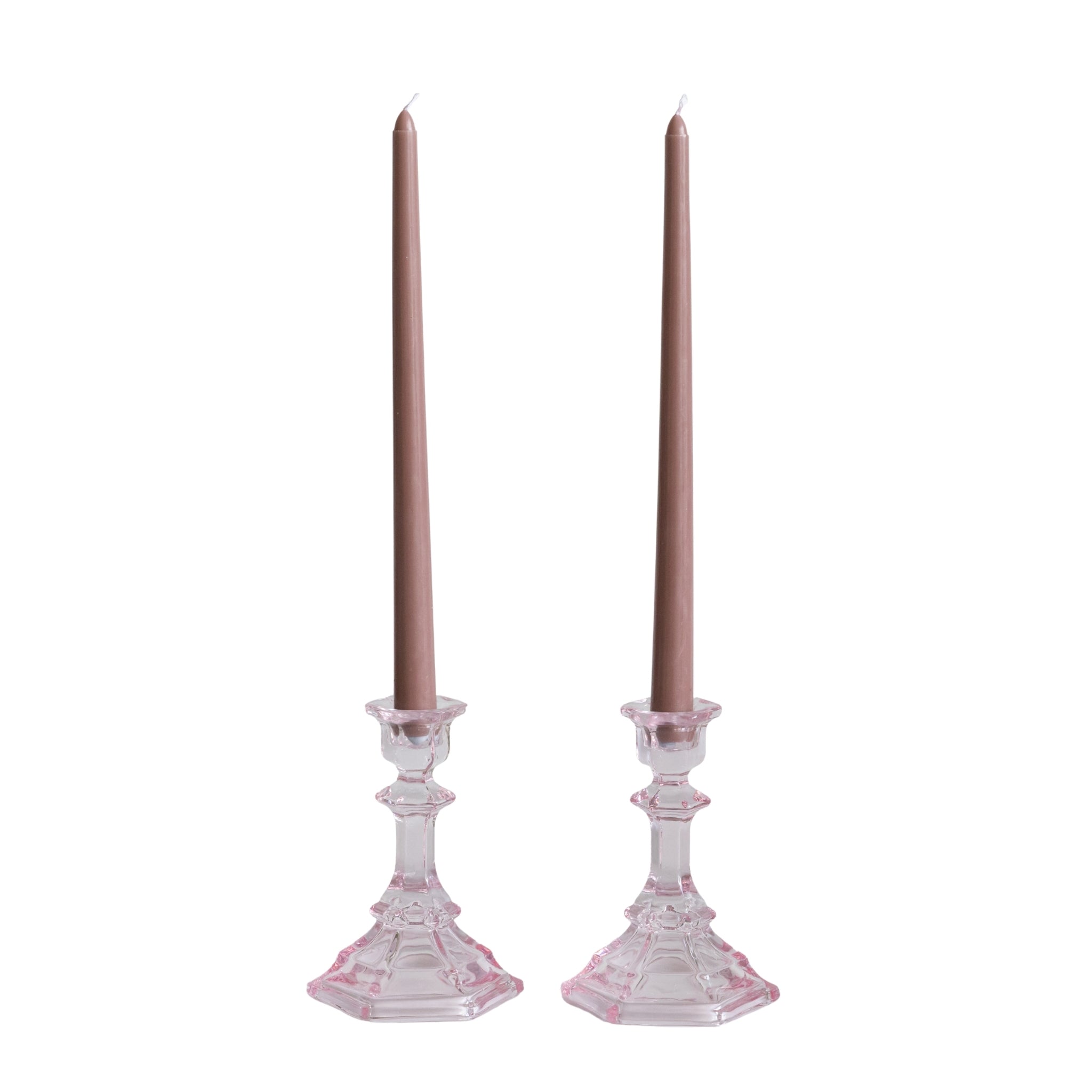 Pink Glass Candle Holder (Set of 2) - LUXE AND BEAU