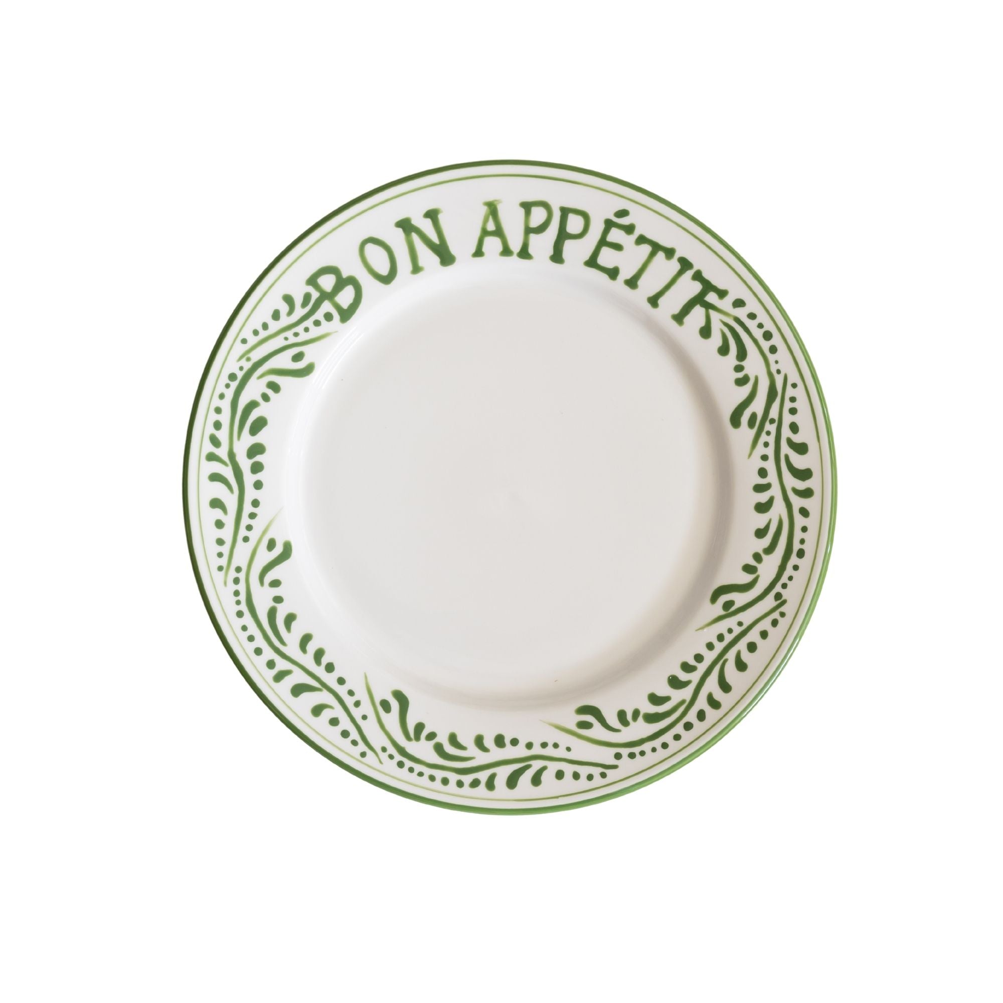 Buy Luxe Cushions & Linens - Green Bon Appetit Dinner Plate - By Luxe & Beau Designs