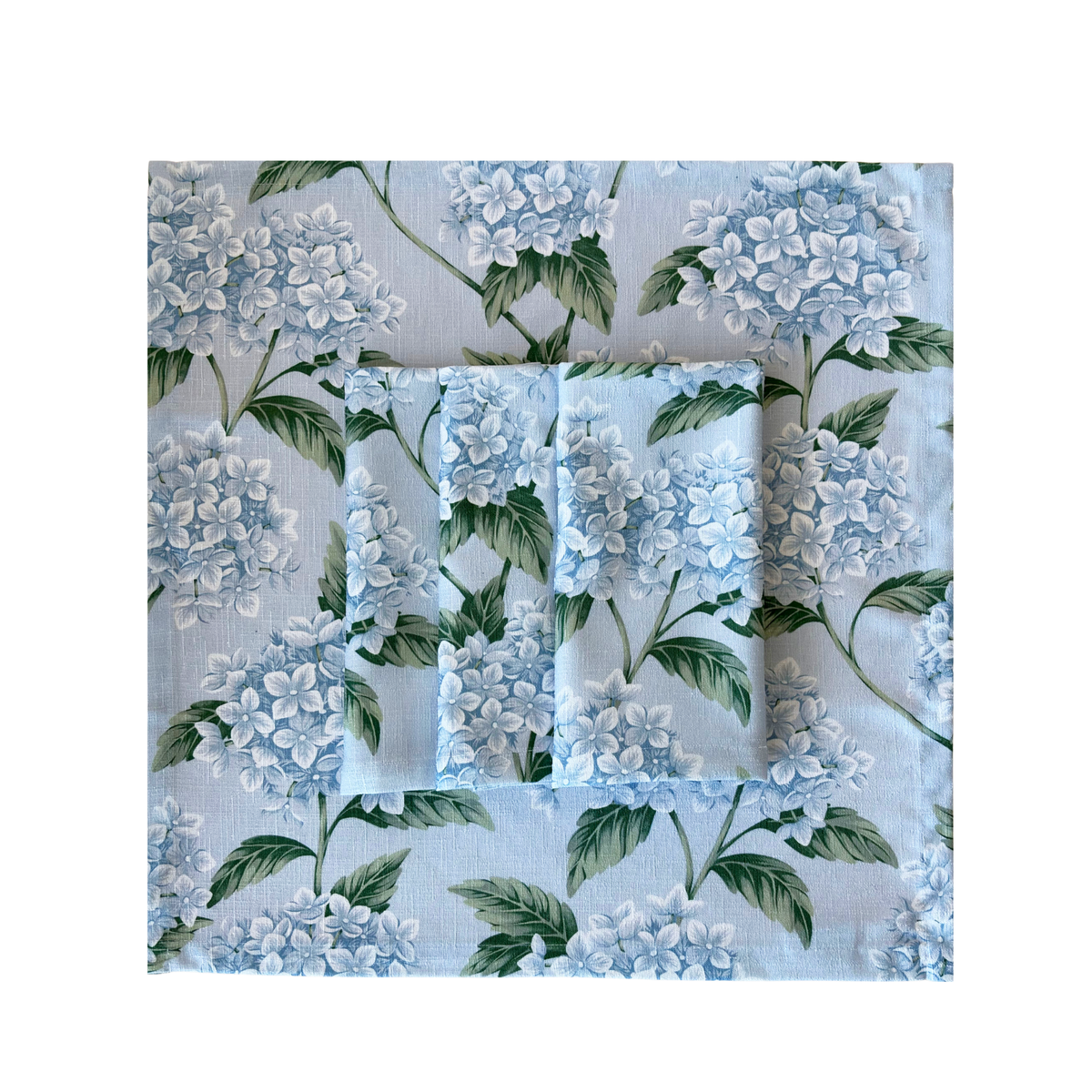 Blue Hydrangea table cloth with matching napkins