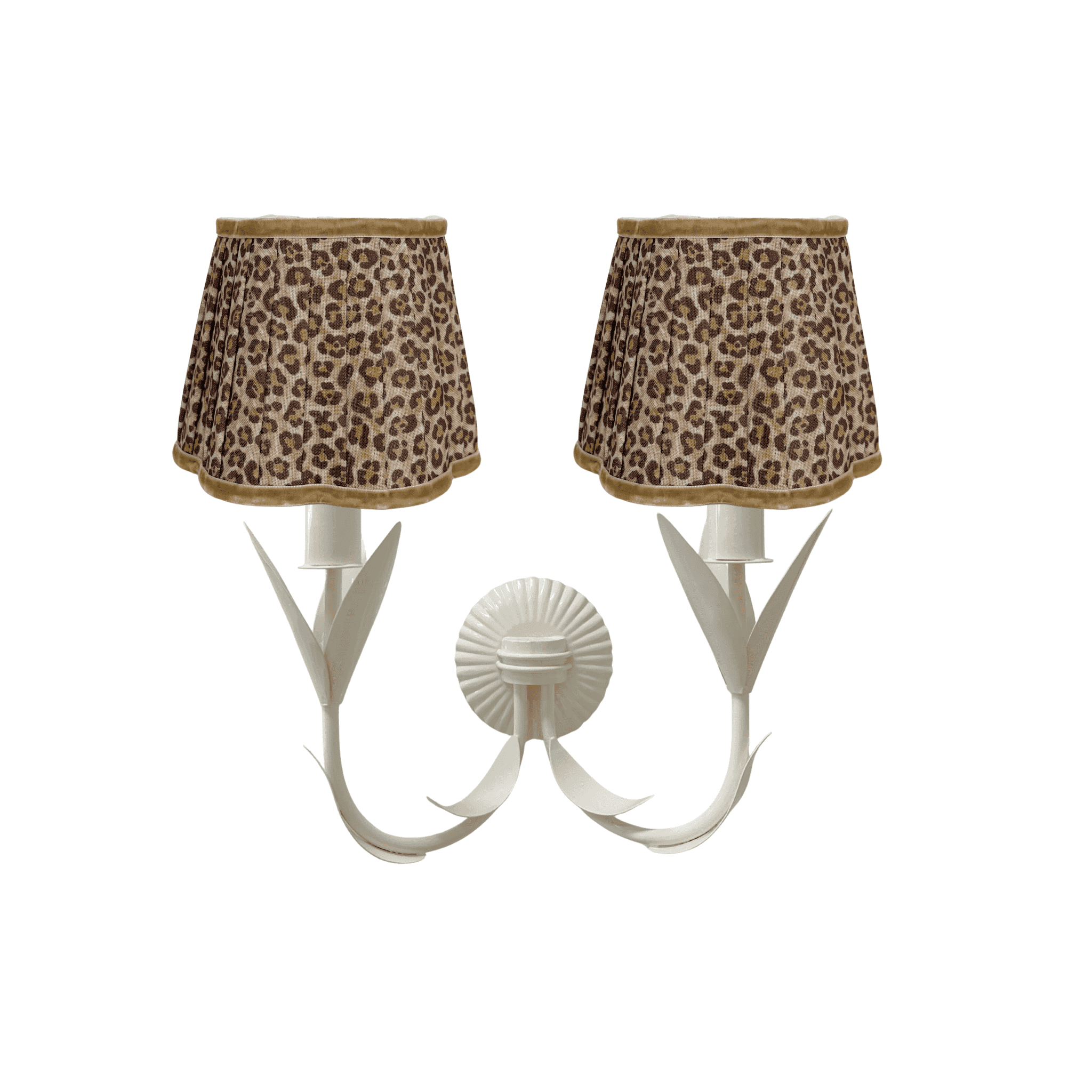 Leopard Scallop Lamp Shade and La Fleur Ivory Wall Sconce - LUXE AND BEAU