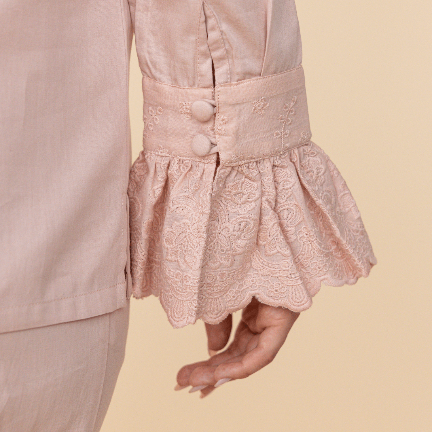 Rose Heirloom Lace Long Sleeve Pyjama Set - LUXE AND BEAU