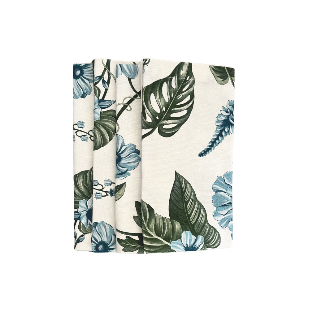 Buy Luxe Cushions & Linens - The Georgie Floral Blue and Green Napkin (Set of 4) - By Luxe & Beau Designs 