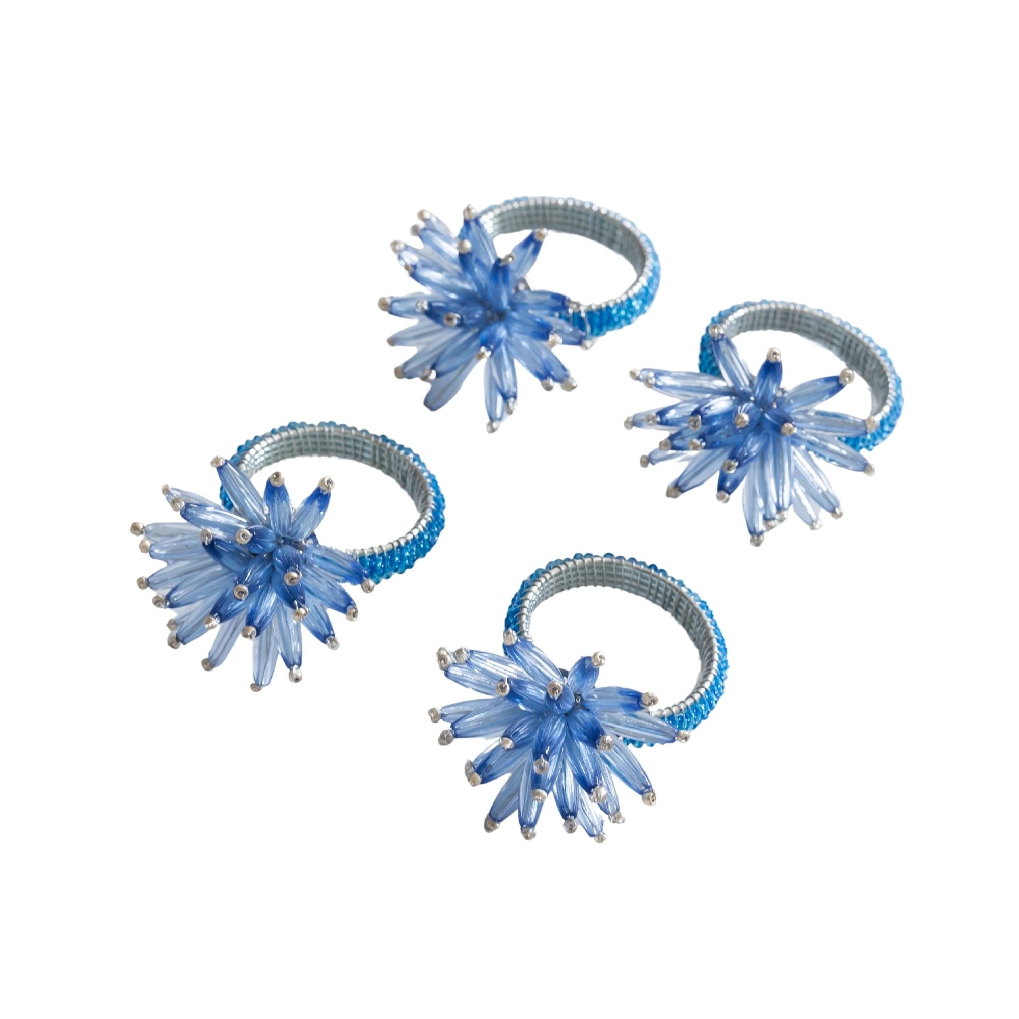 Blue Beaded Napkin Rings (Set Of 4) - LUXE AND BEAU