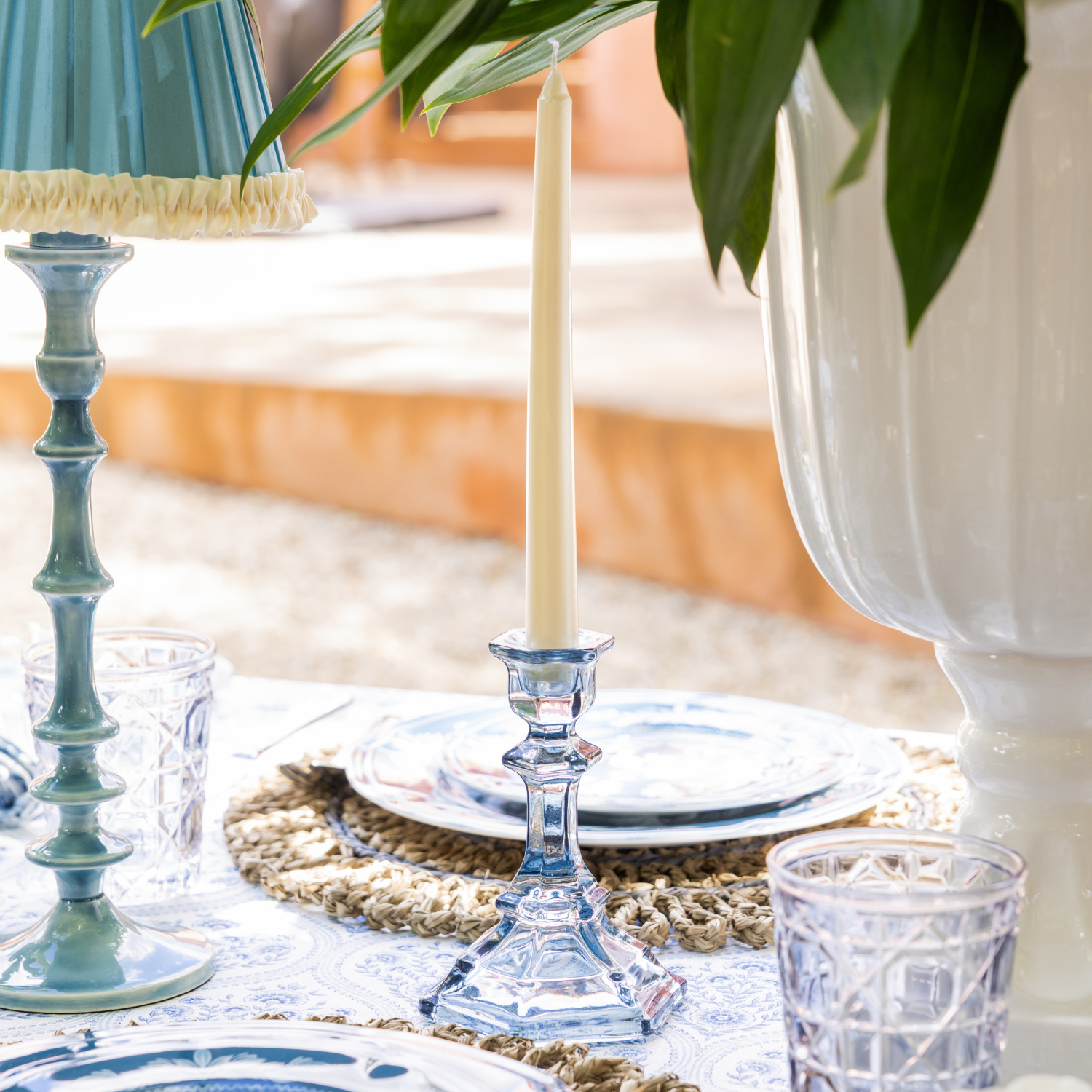 Ocean Blue Glass Candle Holder (Set of 2) - LUXE AND BEAU