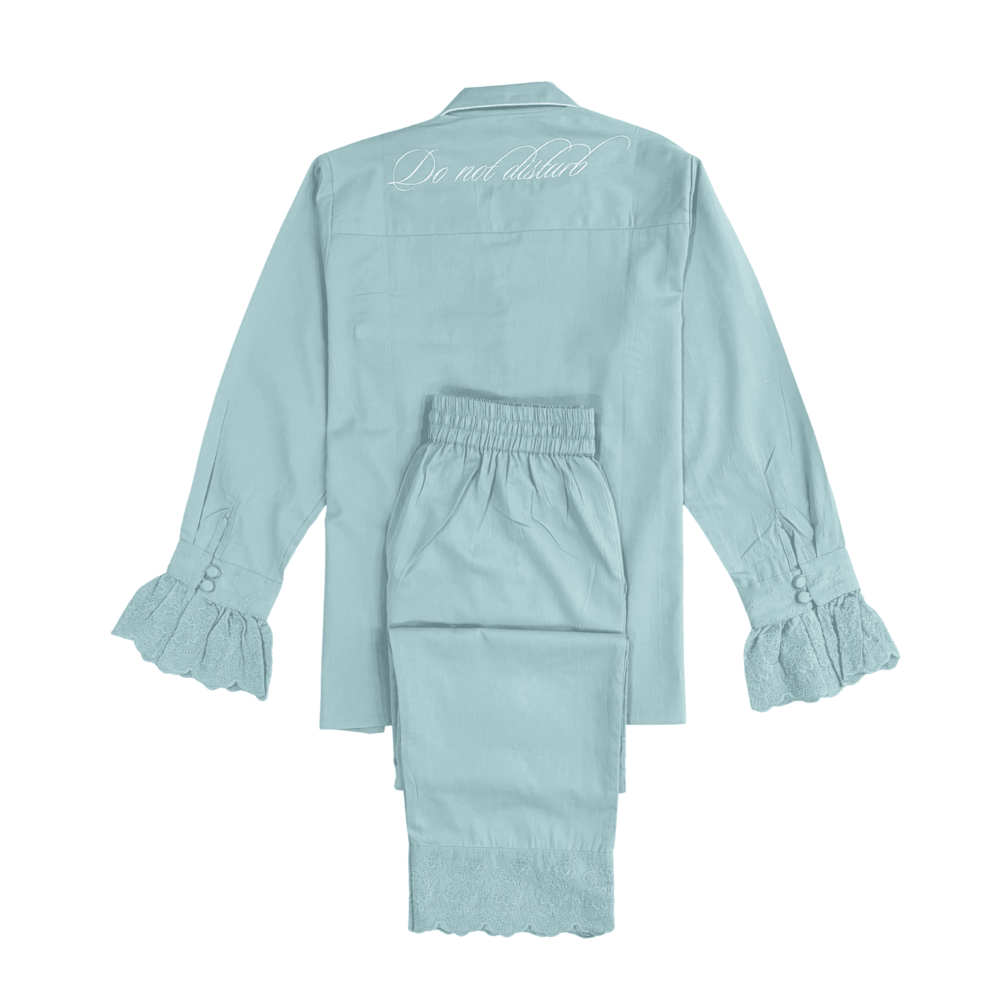 Blue Heirloom Lace Long Sleeve Pyjama Set - LUXE AND BEAU