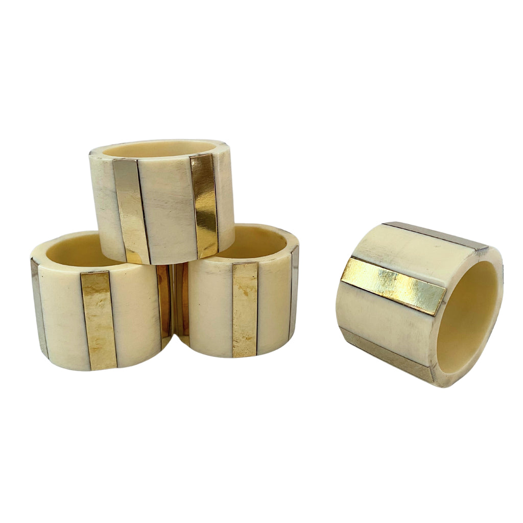 Buy Luxe Cushions & Linens - Gold Stripe Napkin Rings (Set of 4) - By Luxe & Beau Designs 