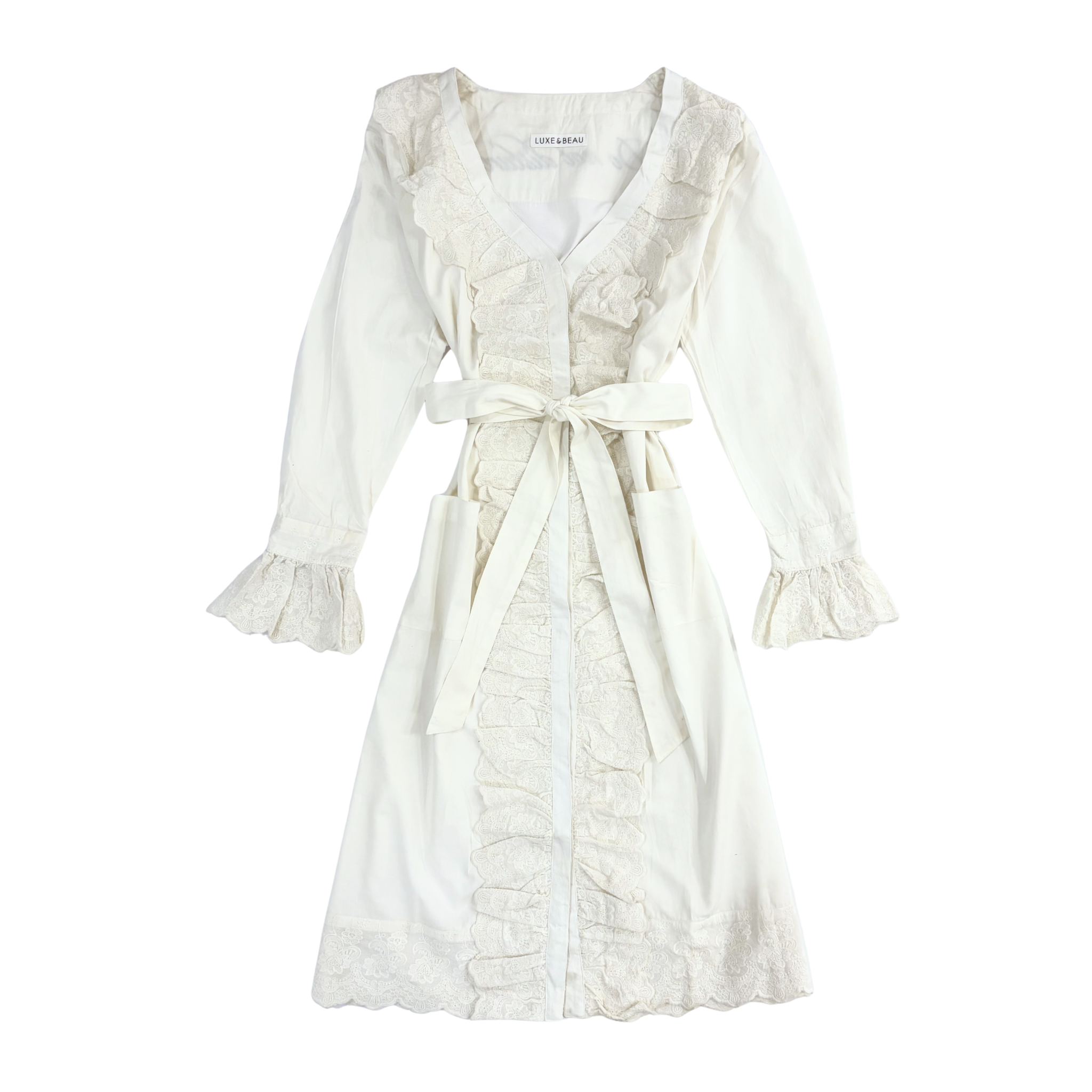 Cloud Dancer Heirloom Lace Robe - LUXE AND BEAU