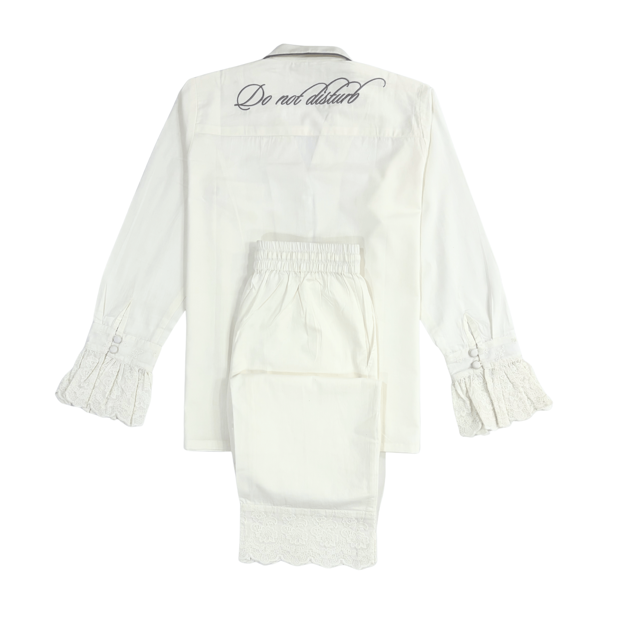 Cloud Dancer Heirloom Lace Long Sleeve Pyjama Set - LUXE AND BEAU