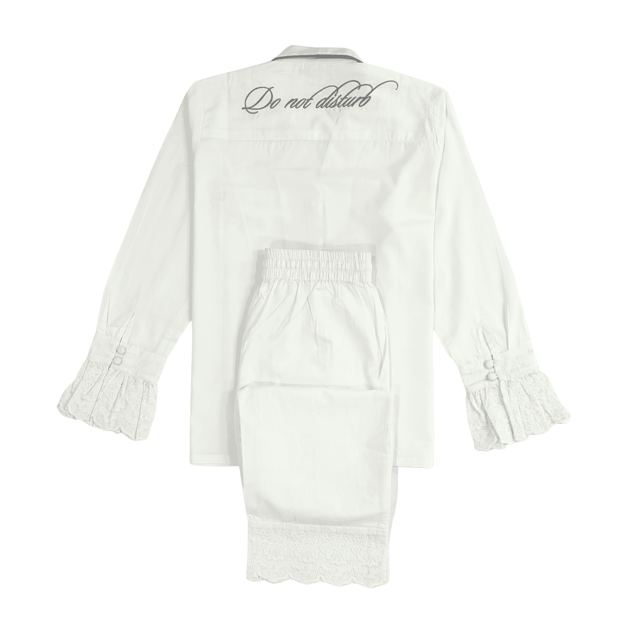 Cloud Dancer Heirloom Lace Long Sleeve Pyjama Set - LUXE AND BEAU