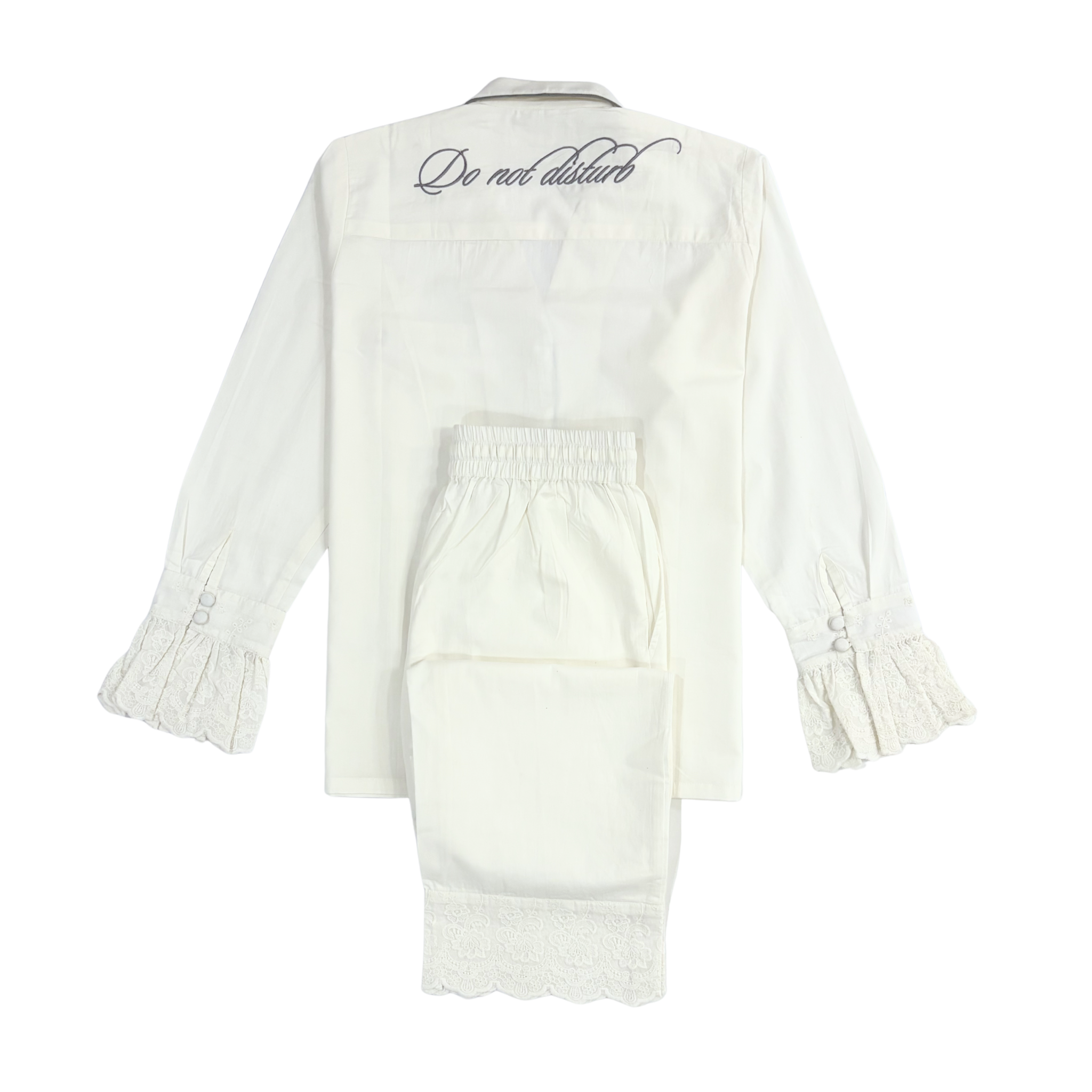 Cloud Dancer Heirloom Lace Long Sleeve Pyjama Set - LUXE AND BEAU