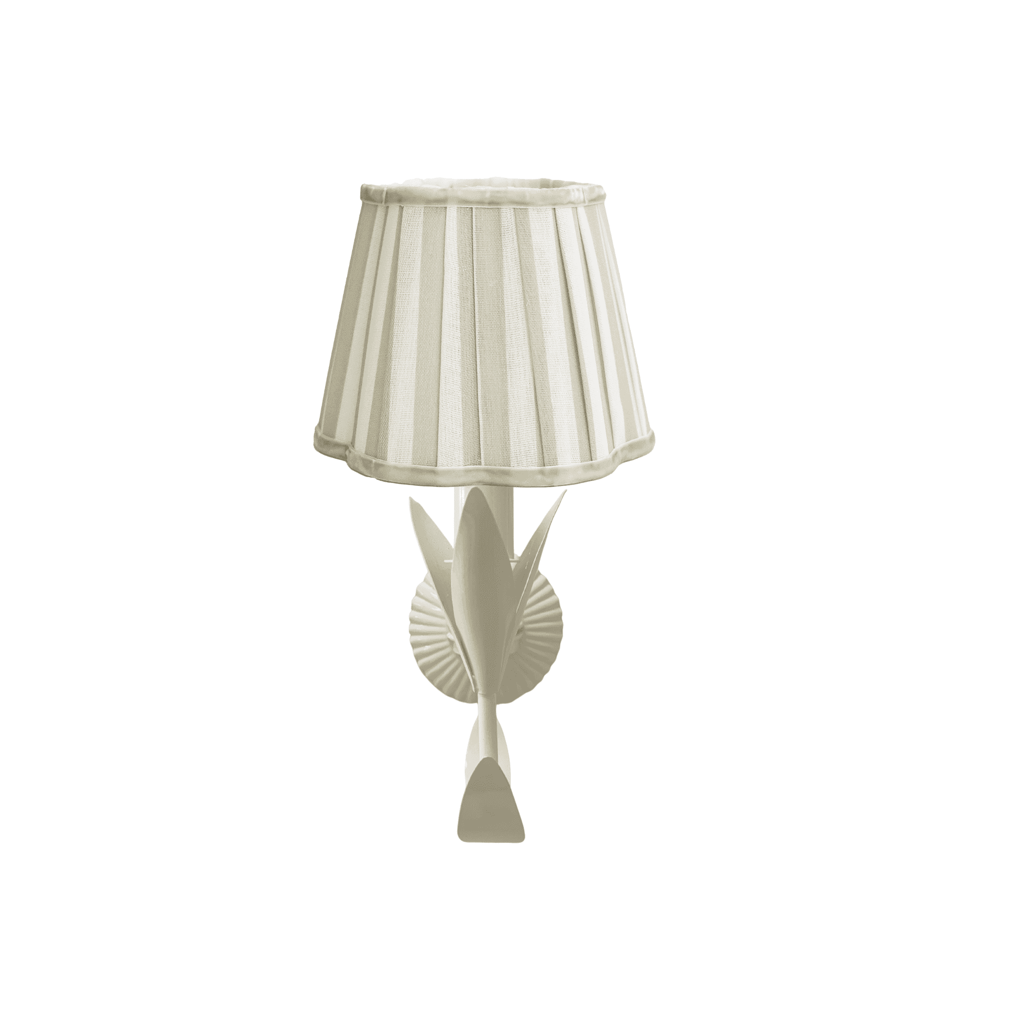 Beige Stripe Scallop Lamp Shade and La Fleur Ivory Wall Sconce - LUXE AND BEAU