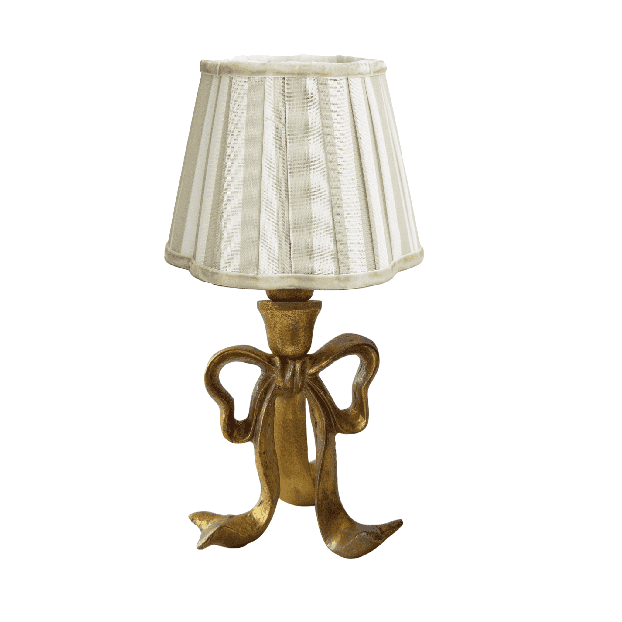 Beige Stripe Scallop Lamp Shade & Beau Base - Table Lamp - LUXE AND BEAU