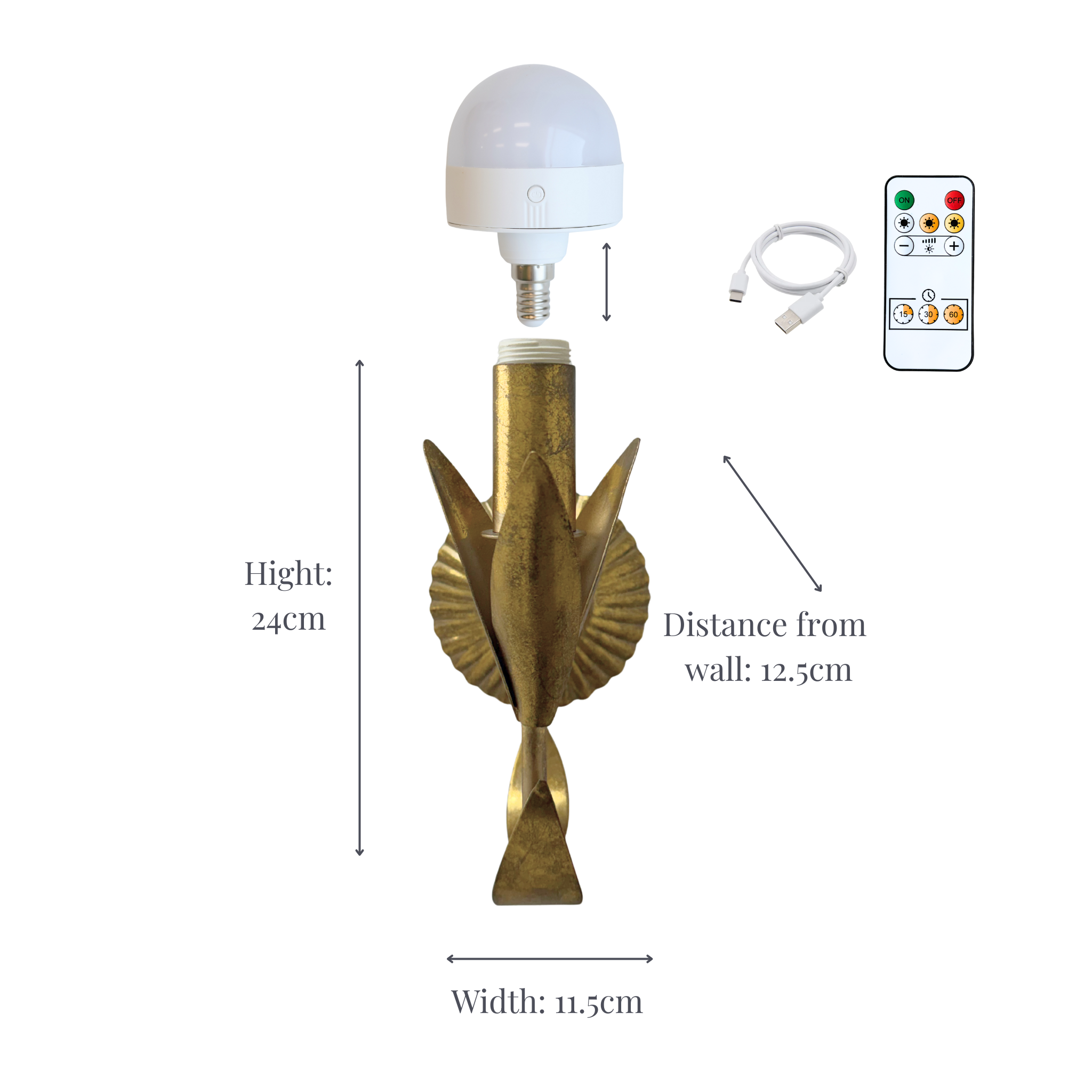 Red Stripe Scallop Shade and La Fleur Antique Gold Wall Sconce - LUXE AND BEAU