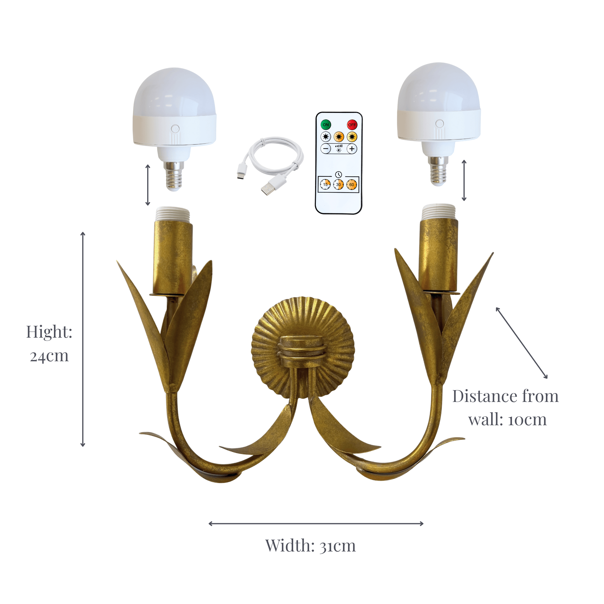 Audrey Grey and Cream Ruffle Shade and La Fleur Antique Gold Wall Sconce - LUXE AND BEAU