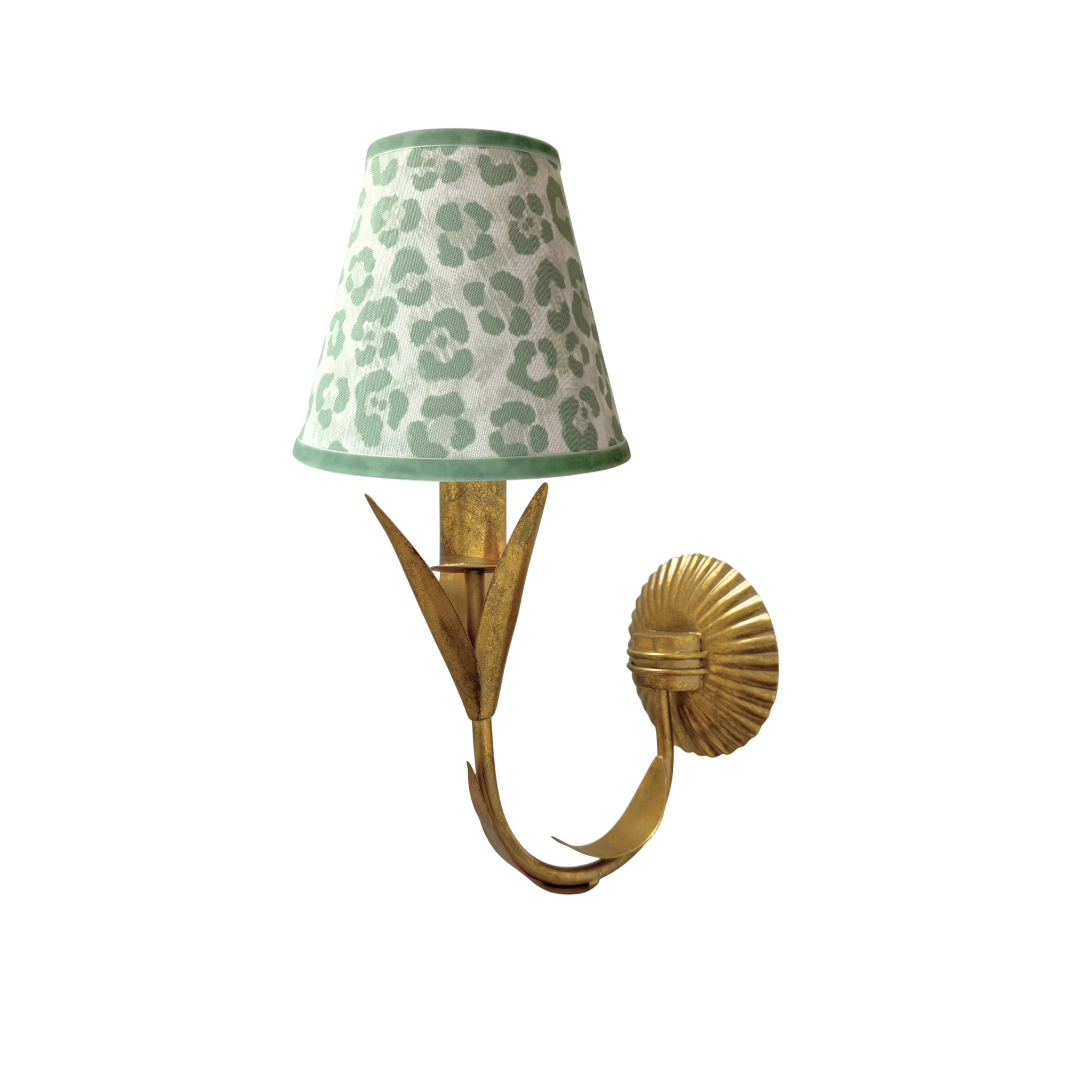 Pistachio Leopard Shade and La Fleur Antique Gold Wall Sconce - LUXE AND BEAU