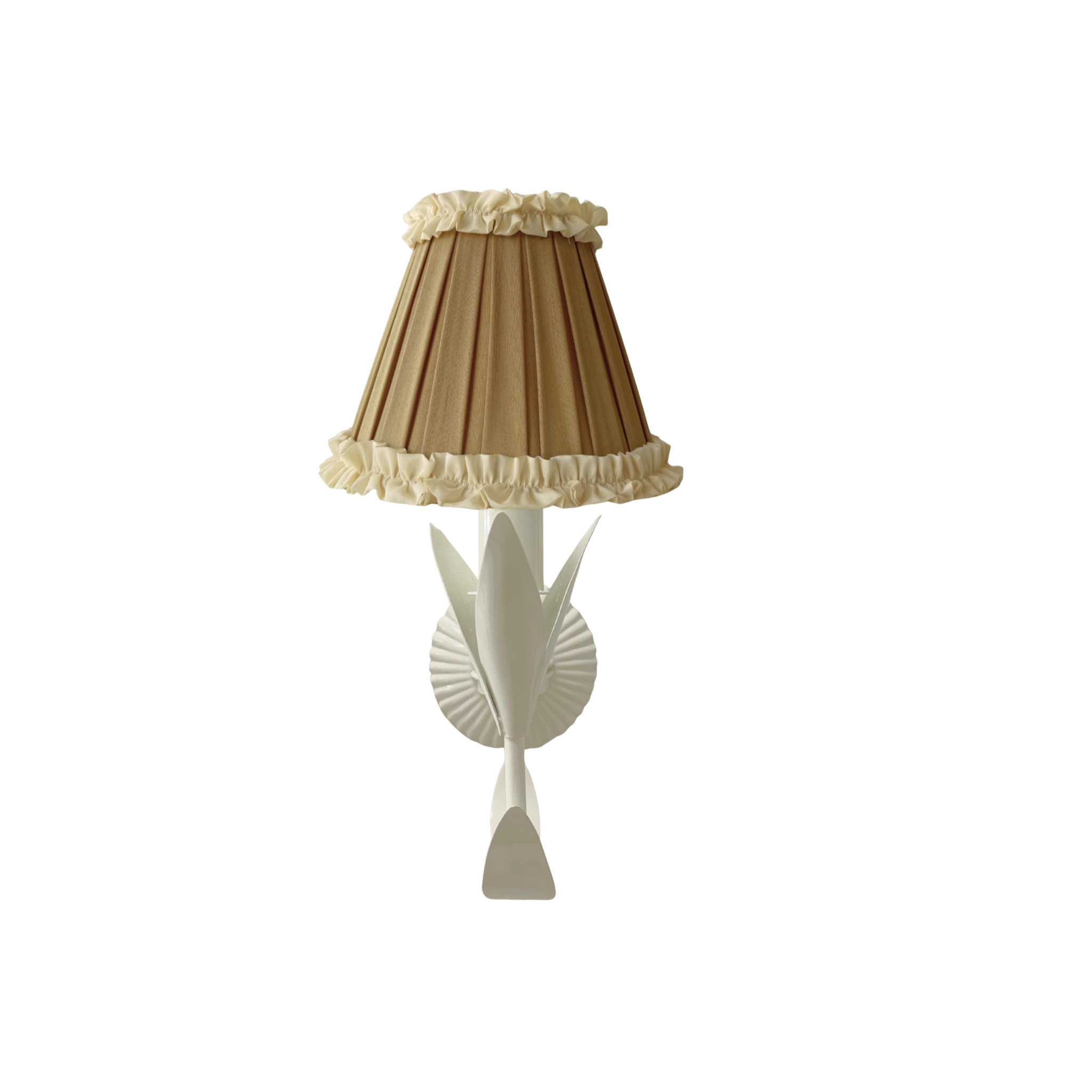 Audrey Camel and Cream Ruffle Shade and La Fleur Ivory Wall Sconce - LUXE AND BEAU