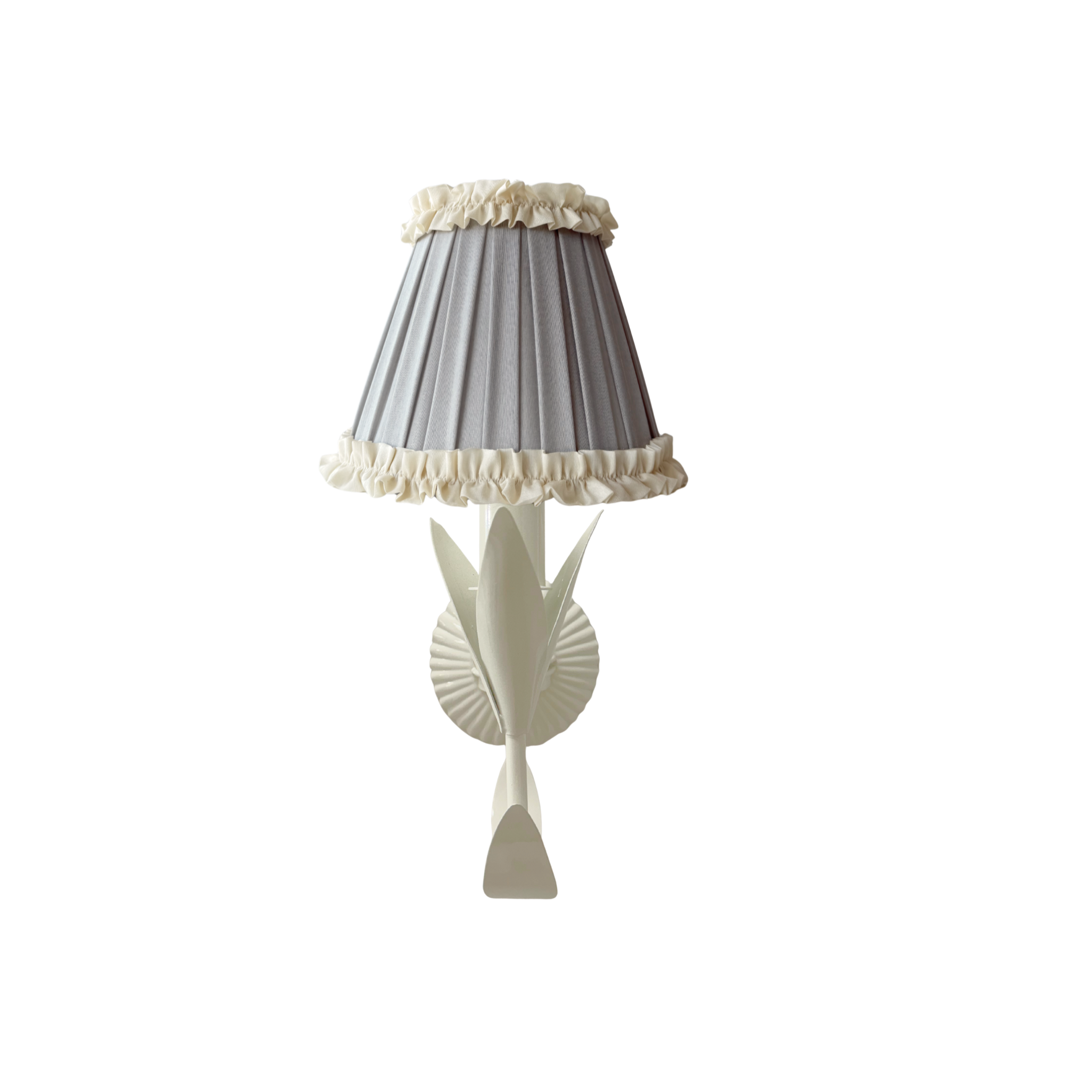 Audrey Grey and Cream Ruffle Shade and La Fleur Ivory Wall Sconce - LUXE AND BEAU