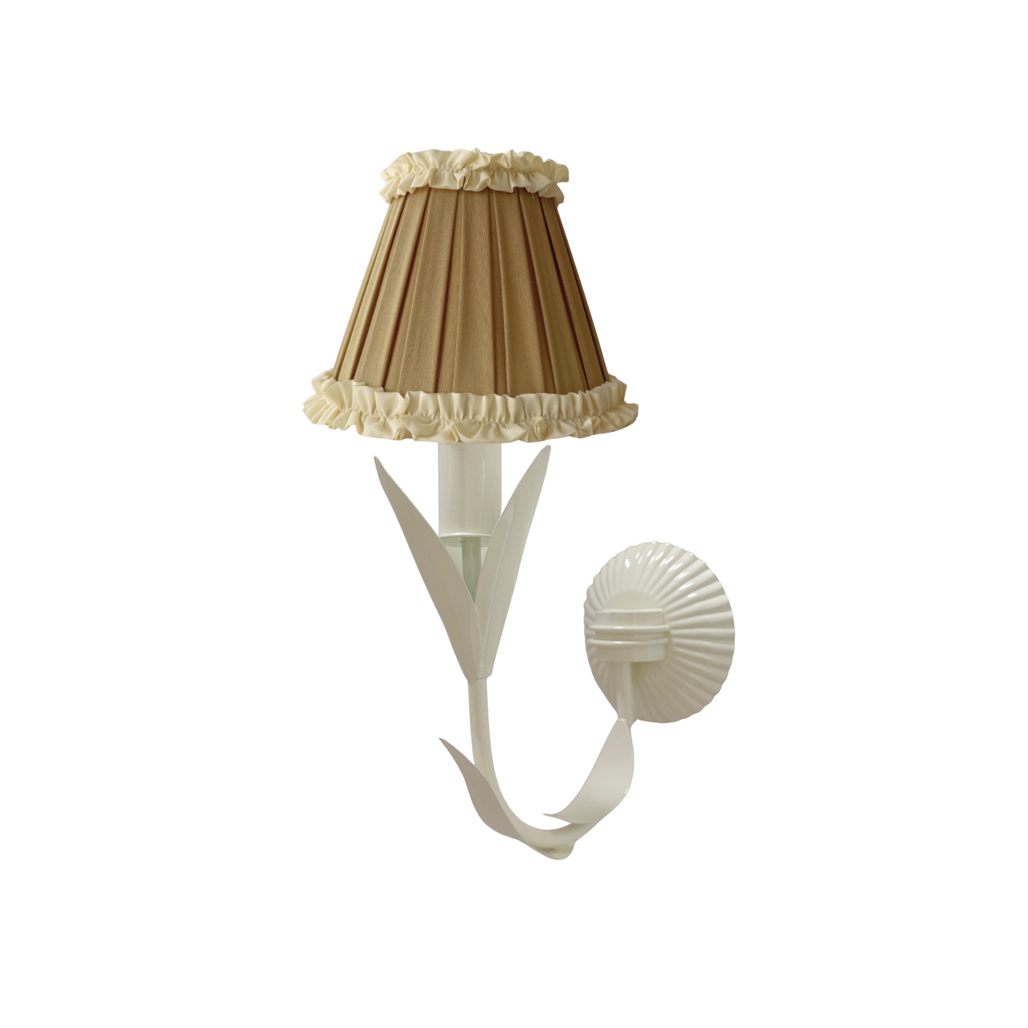Audrey Camel and Cream Ruffle Shade and La Fleur Ivory Wall Sconce - LUXE AND BEAU