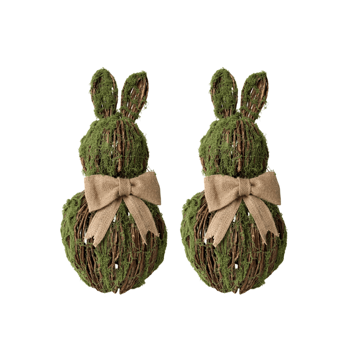 Small Wicker Moss Bunnies (Set of 2) - LUXE AND BEAU