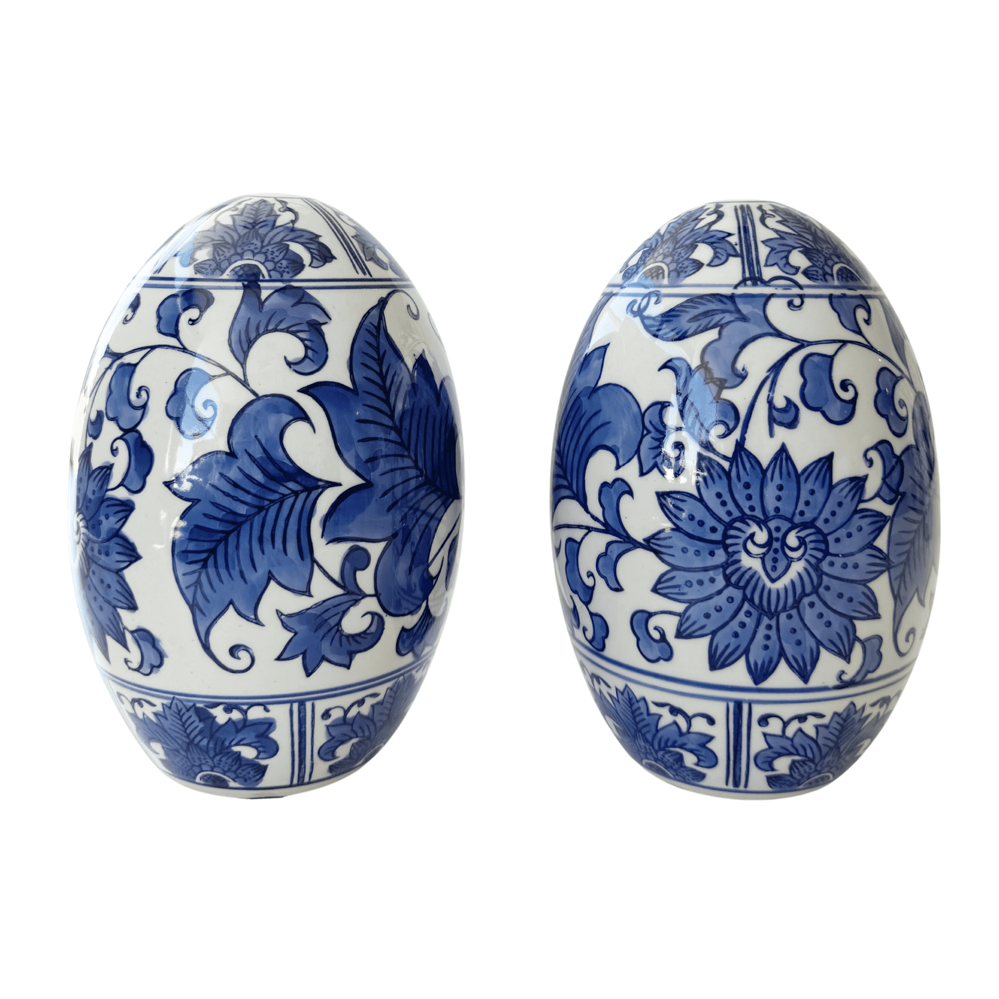 Large Blue Ceramic Easter Eggs (Set of 2) - LUXE AND BEAU