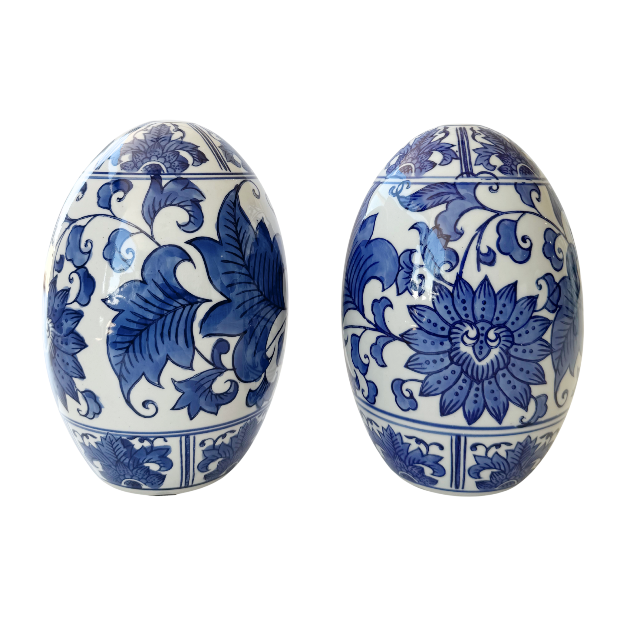 Large Blue Ceramic Easter Eggs (Set of 2) - LUXE AND BEAU