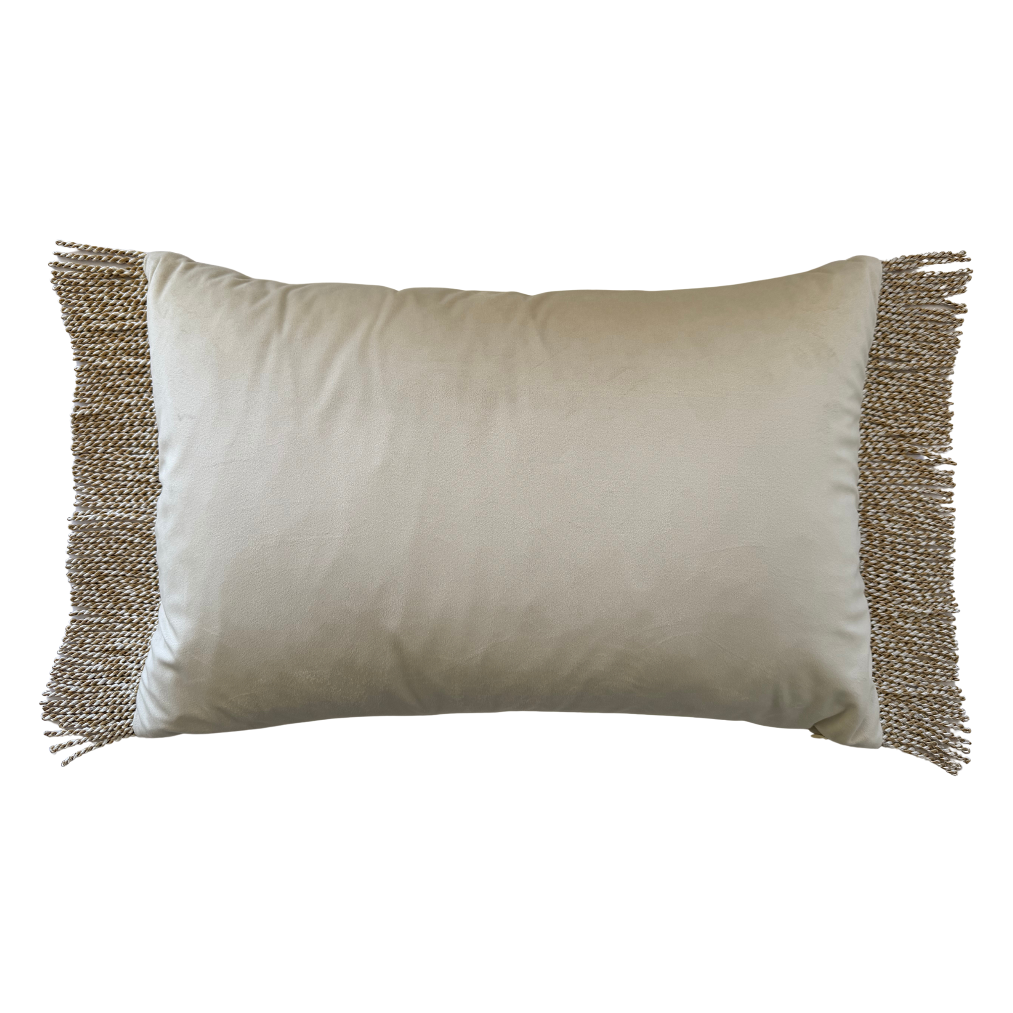 Bullion Fringe Le Beige Velvet Cushion Cover 40x60cm - LUXE AND BEAU