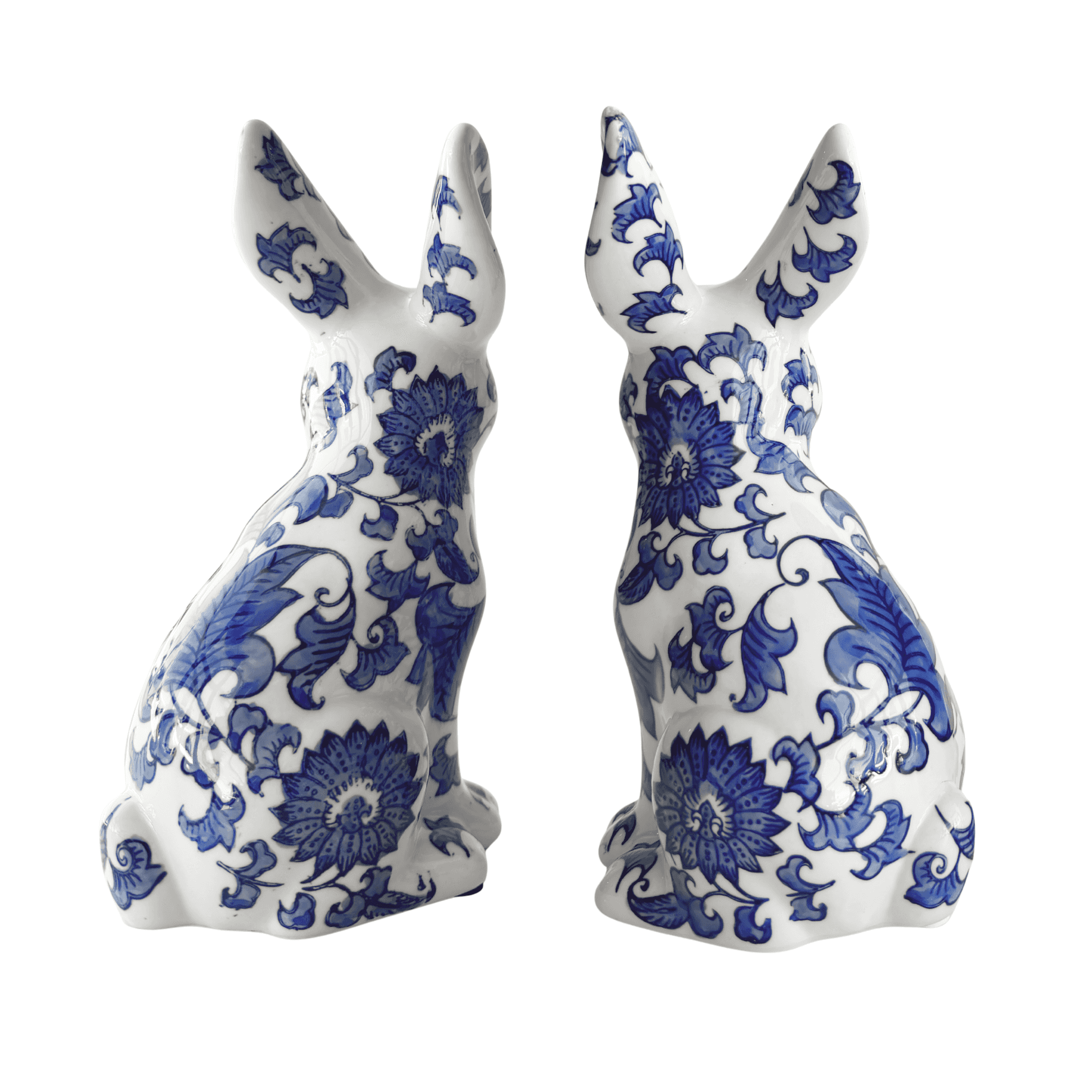 Blue Ceramic Easter Bunnies (Set of 2) - LUXE AND BEAU