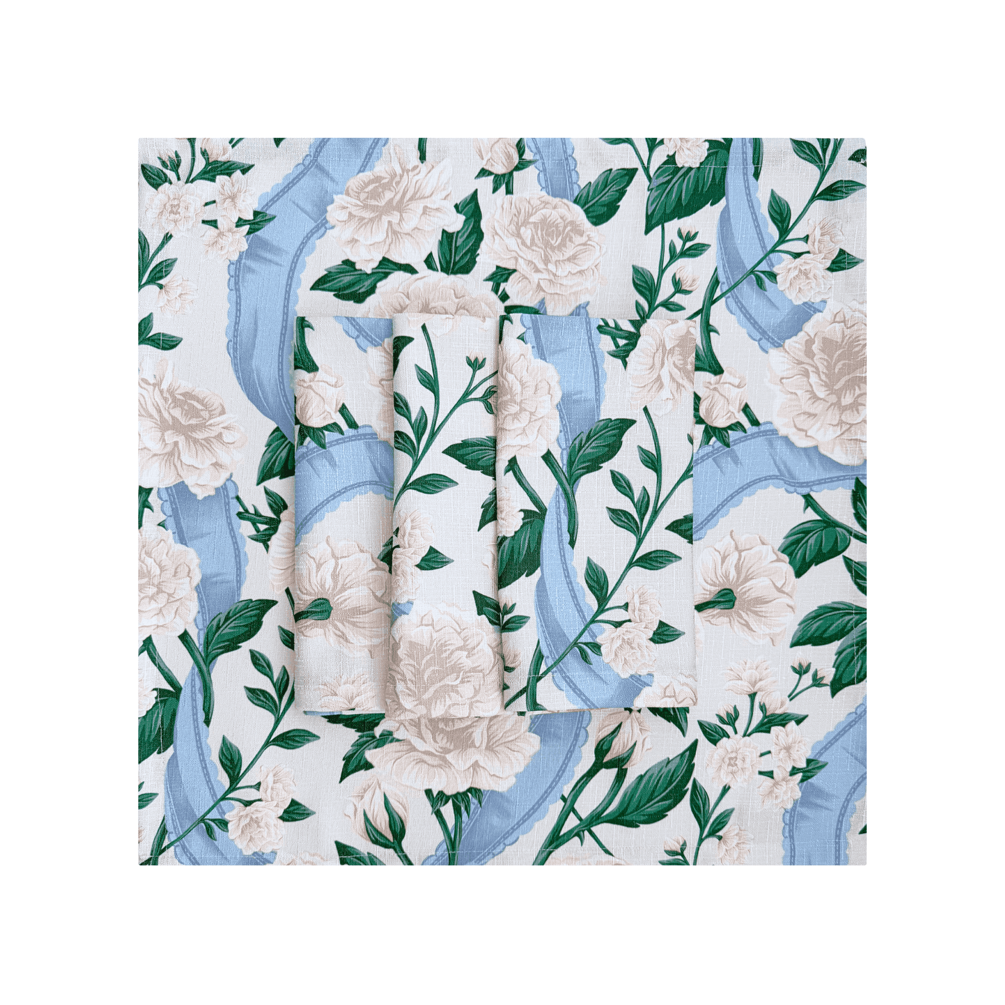 Ribbons and Roses Porcelain Blue Napkins - LUXE AND BEAU