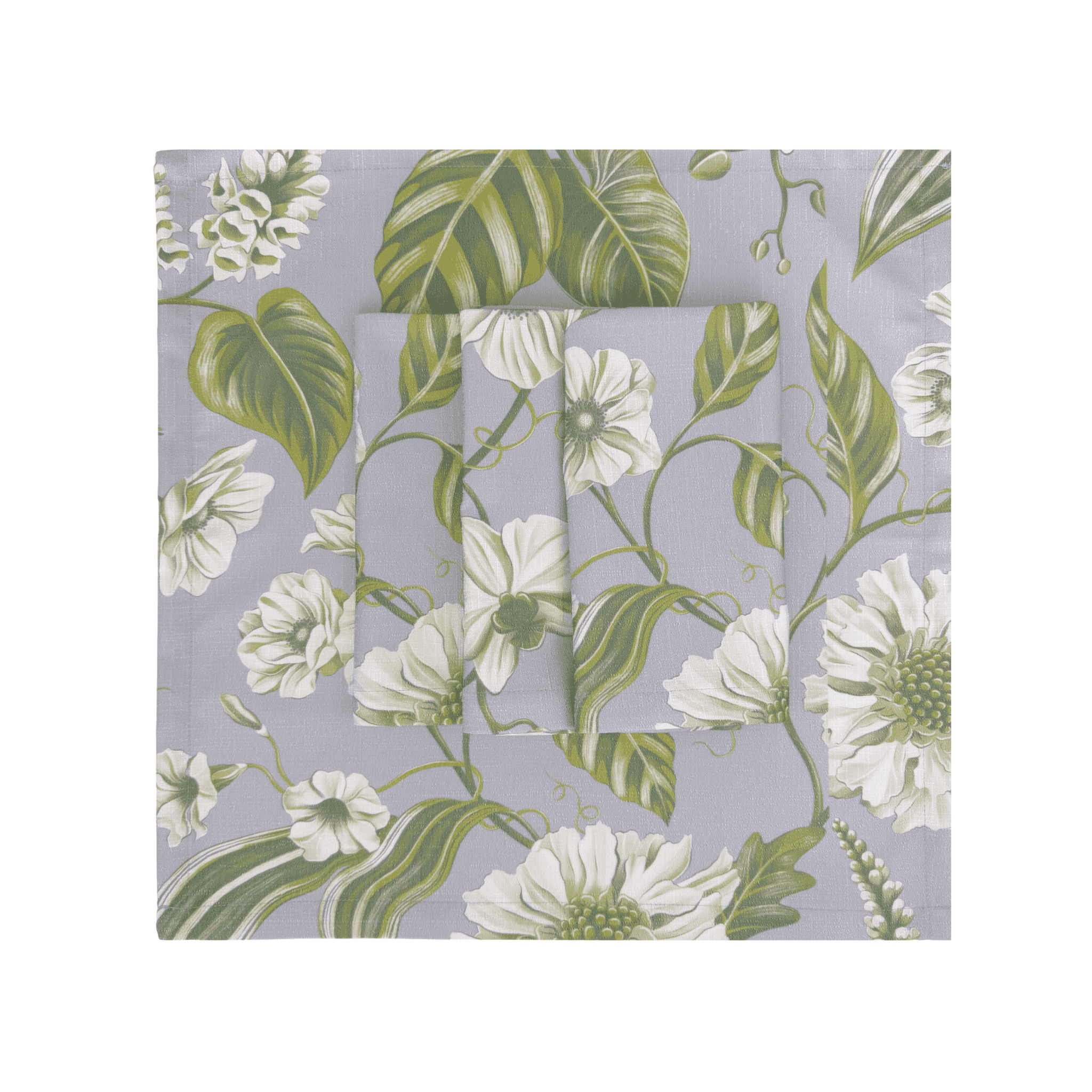 Georgie's Floral Grey and Moss Napkins - LUXE AND BEAU