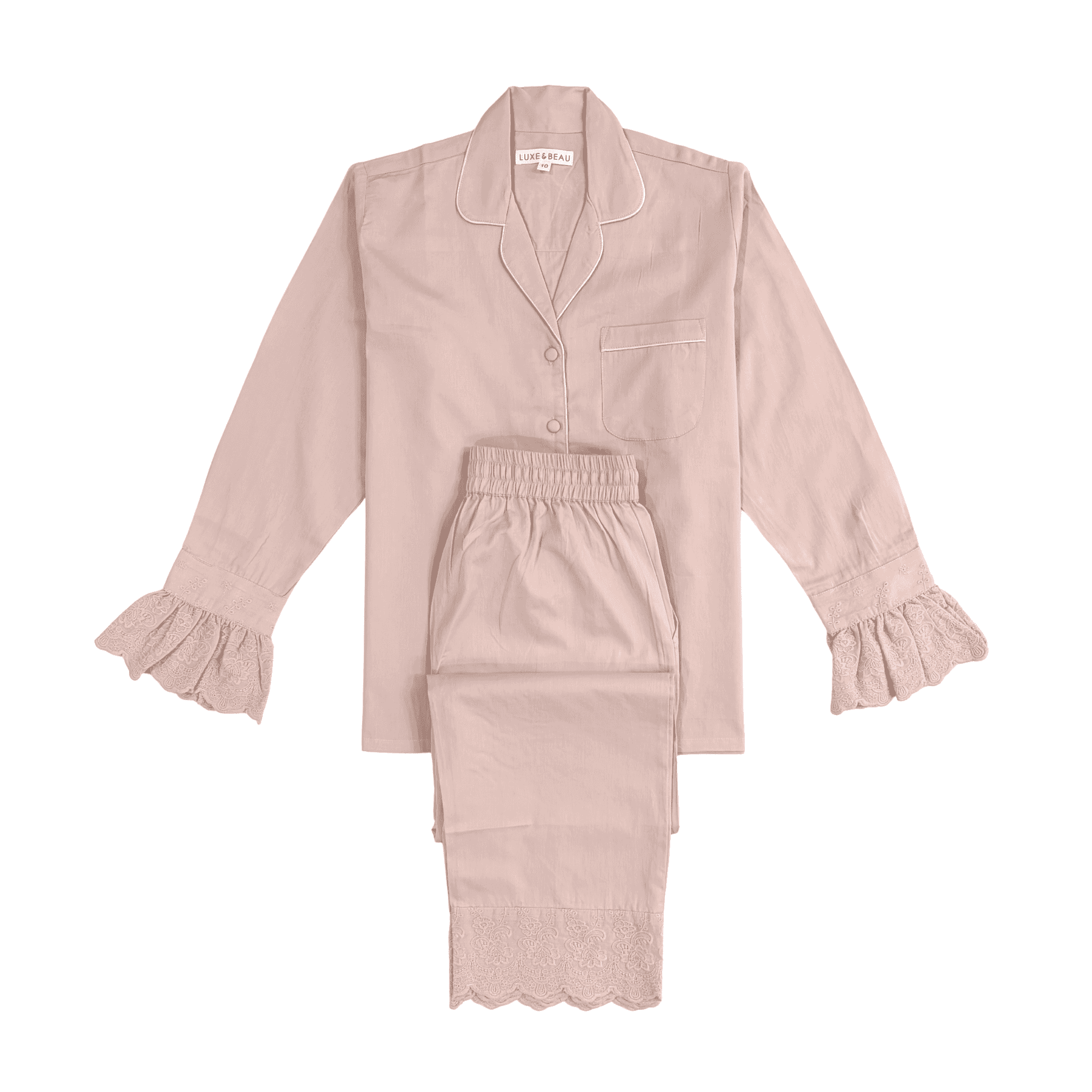 Rose Heirloom Lace Long Sleeve Pyjama Set - LUXE AND BEAU