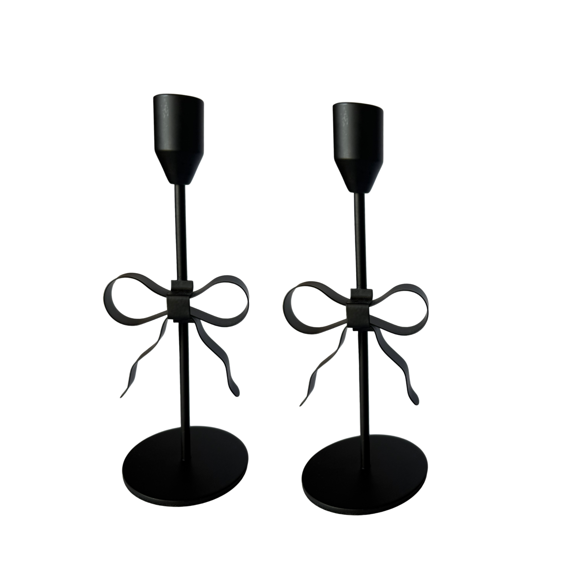 Black Bow Candle Holder Tall (Pair) - LUXE AND BEAU