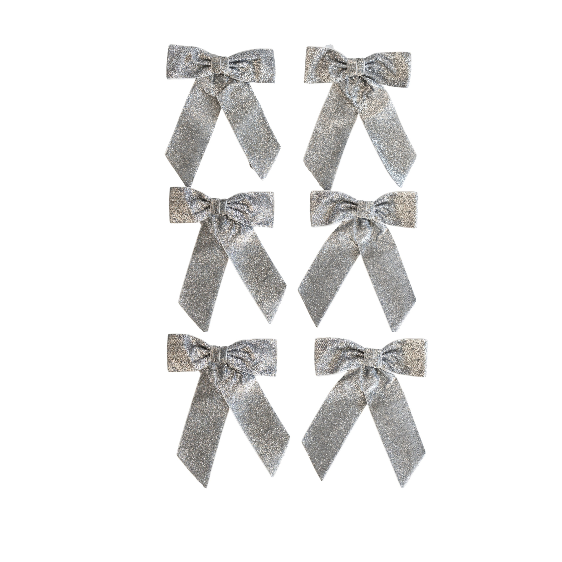 Silver Glitter Bows (set of 6) - LUXE AND BEAU