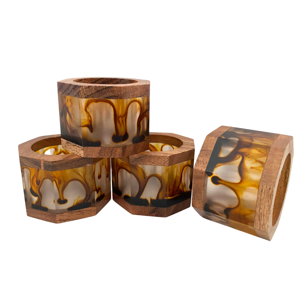 Buy Luxe Cushions & Linens - Resin and Wood Napkin Ring (Set of 4) - By Luxe & Beau Designs 