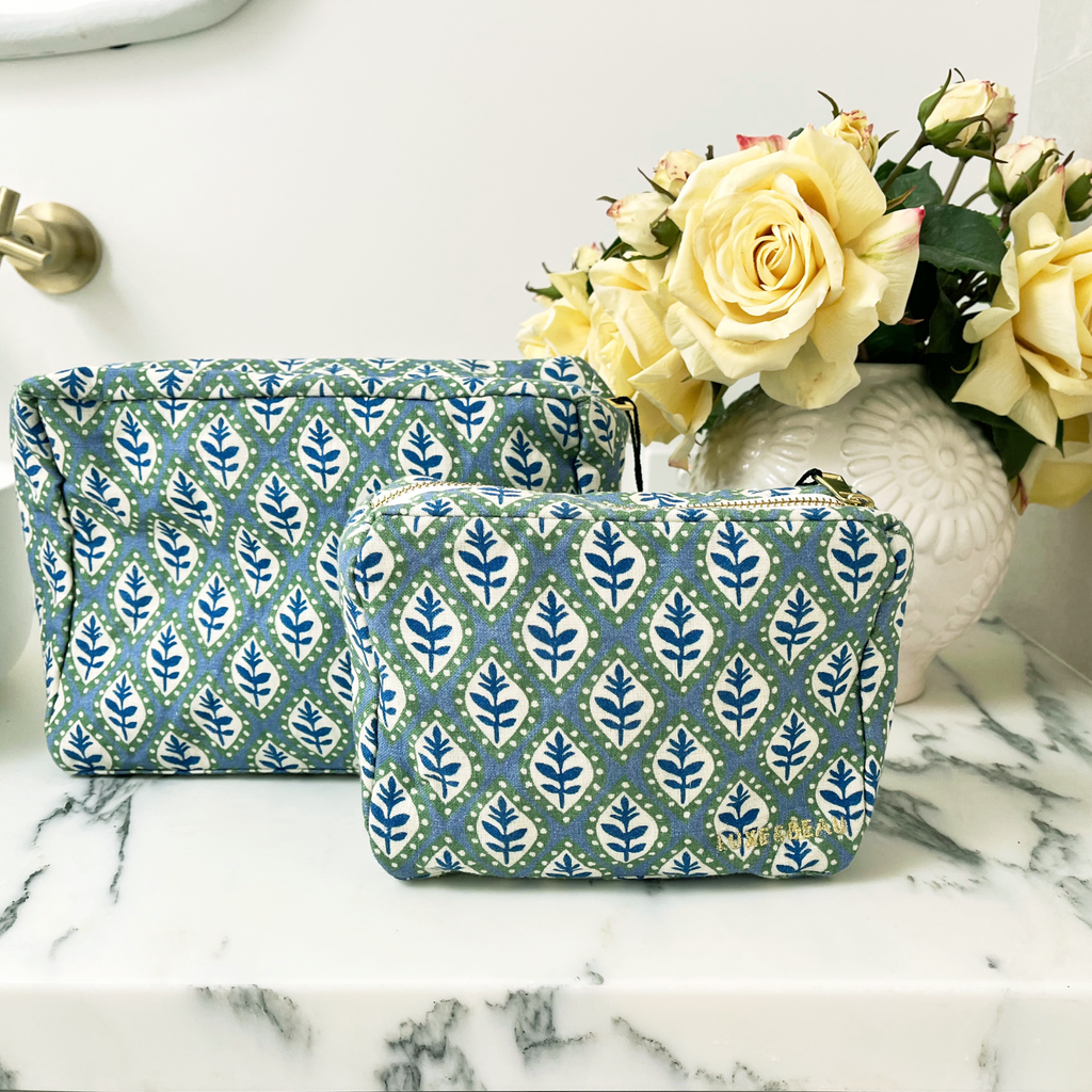 Buy Luxe Cushions & Linens - Blue and Green Motif Cosmetic Bag - By Luxe & Beau Designs 