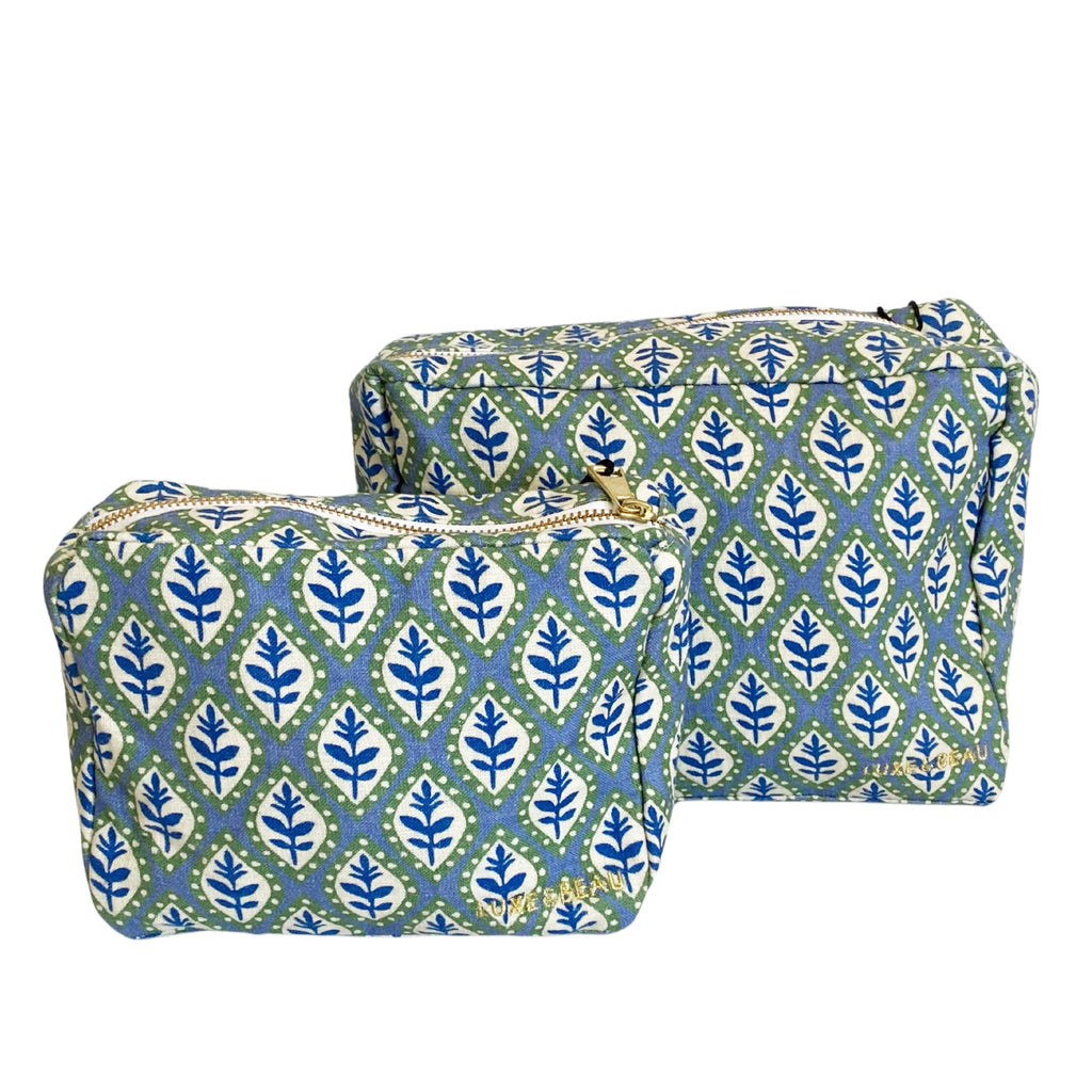 Buy Luxe Cushions & Linens - Blue and Green Motif Cosmetic Bag - By Luxe & Beau Designs 
