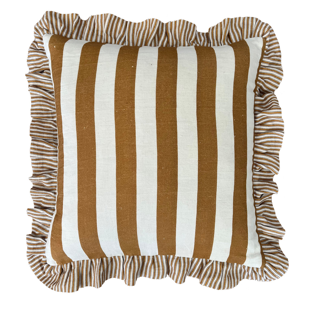 Buy Luxe Cushions & Linens - Camel St Tropez Stripe - By Luxe & Beau Designs 