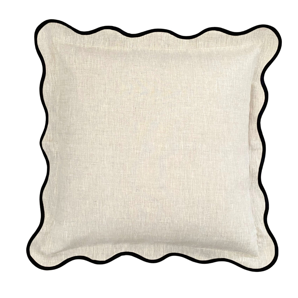 Buy Luxe Cushions & Linens - Natural Linen Squiggle Cushion Cover - By Luxe & Beau Designs 