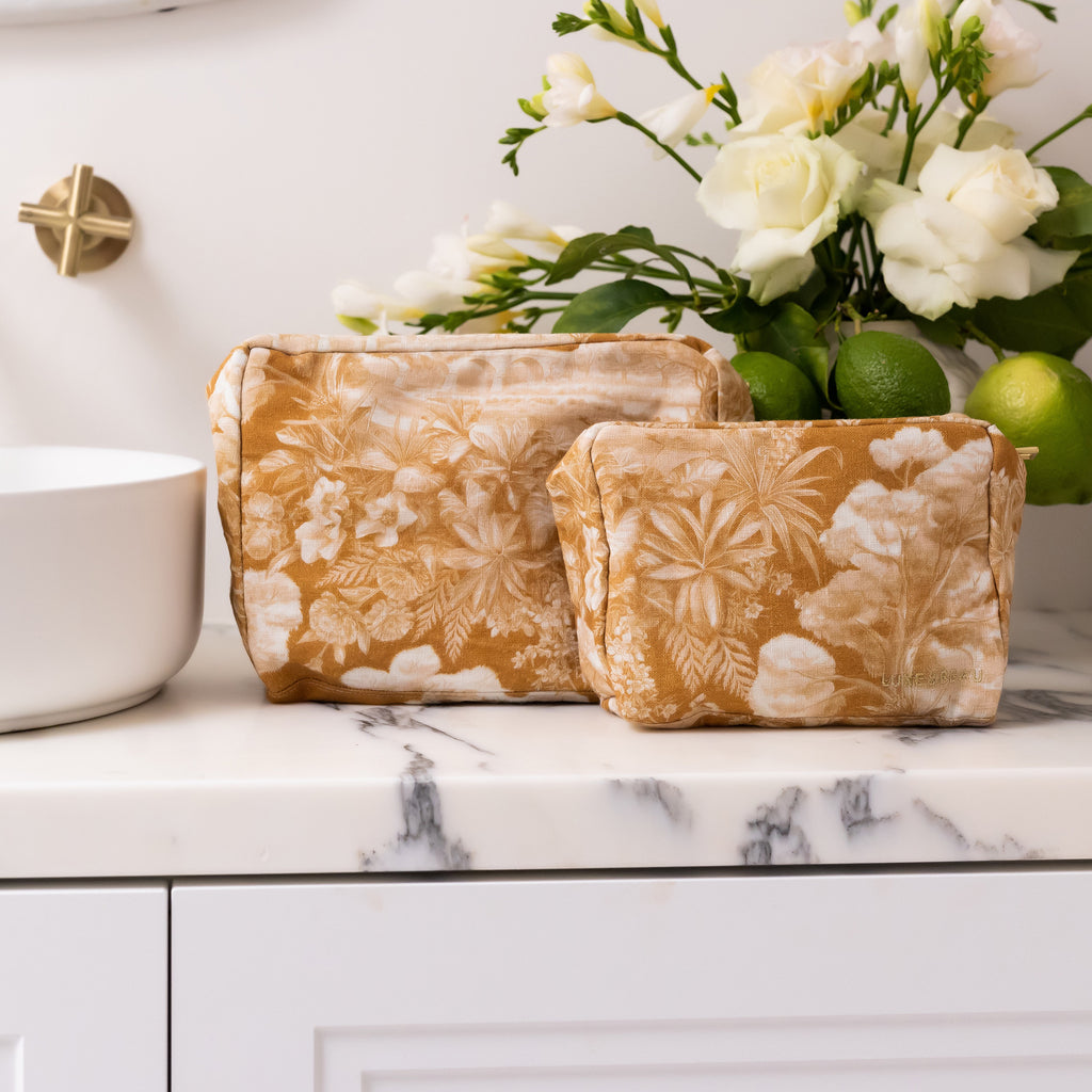 Buy Luxe Cushions & Linens - Paris Toile Camel Cosmetic Bag - By Luxe & Beau Designs 