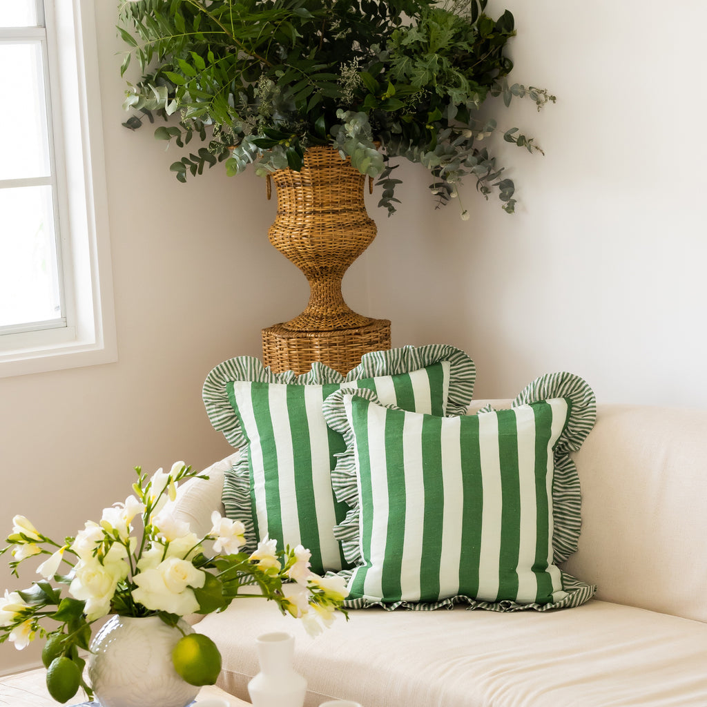 Buy Luxe Cushions & Linens - Green St Tropez Stripe - By Luxe & Beau Designs 