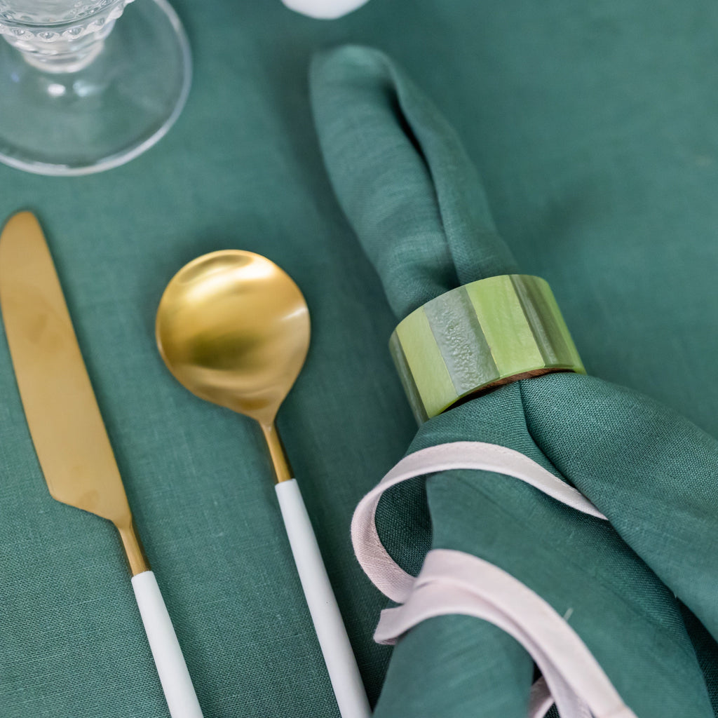 Buy Luxe Cushions & Linens - Green Stripe Napkin Rings (Set of 4) - By Luxe & Beau Designs 